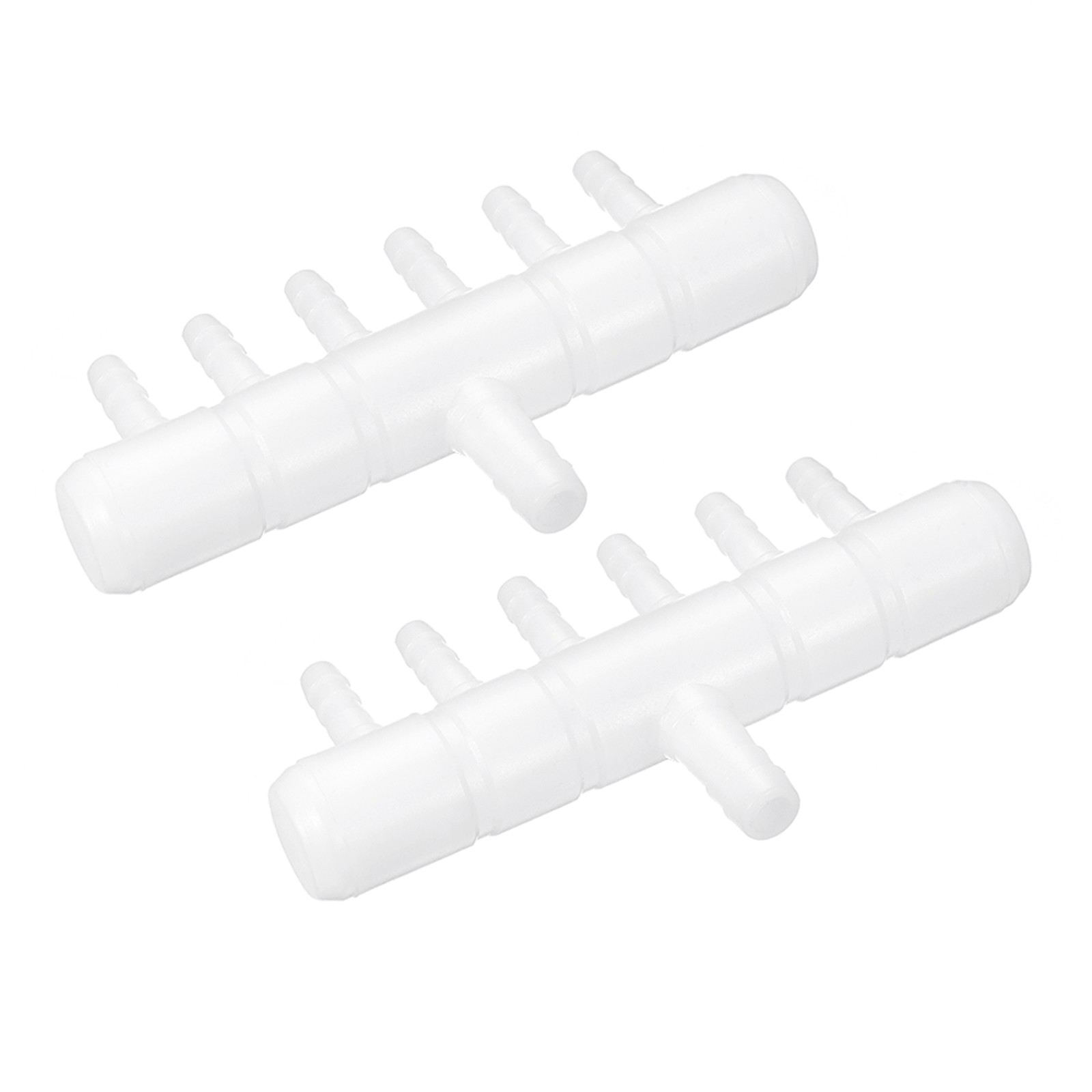 Air Line Tubing Splitter Connector, 2Pcs 8mm/0.31″ to 5mm/0.2″ 6 Way, White