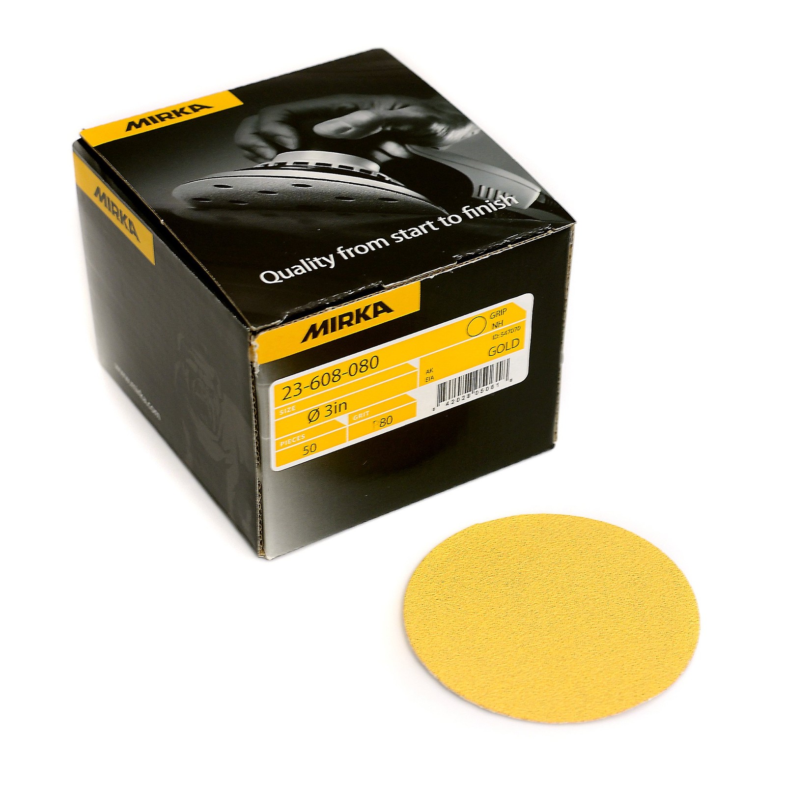 Mirka Abrasives 23-608-600 Mirka Gold 3in Grip Disc 600g 50/box (23608600)