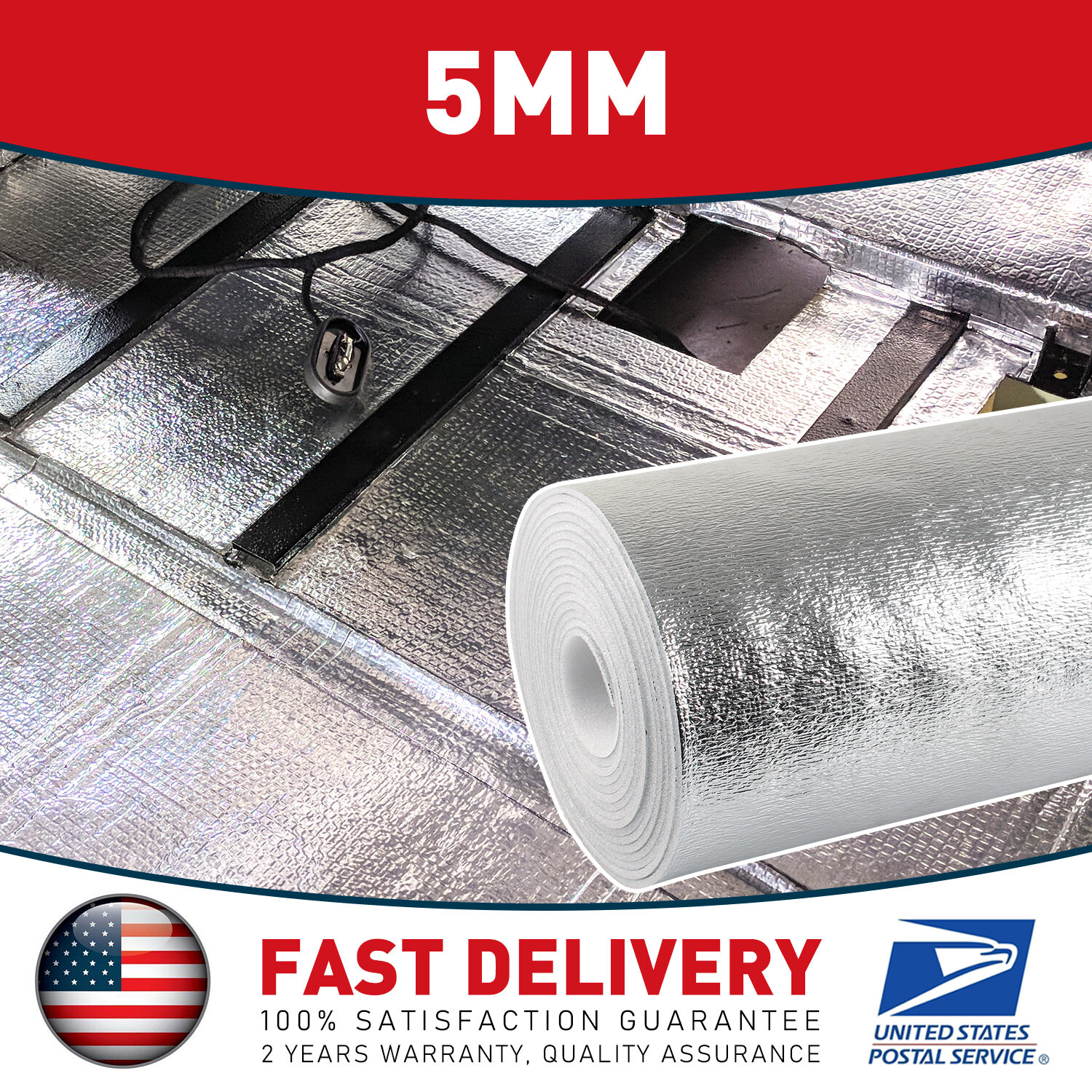 21.5Sqft EPE Reflective Foam Core 3/16 inch Insulation Housewrap Barrier Solid