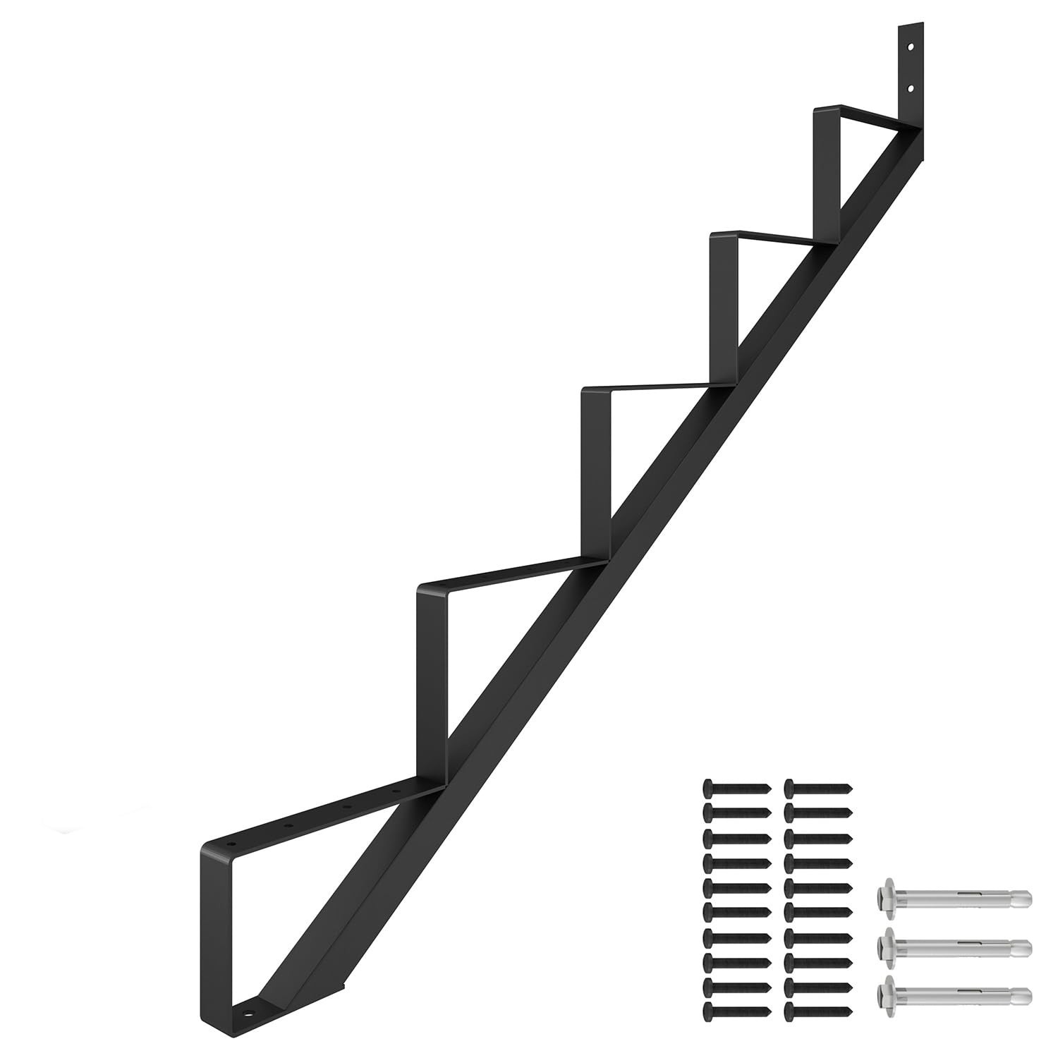 Steel Stair Riser 5 Step Stair Stringer for Deck Height 43in,Powder Coated Black