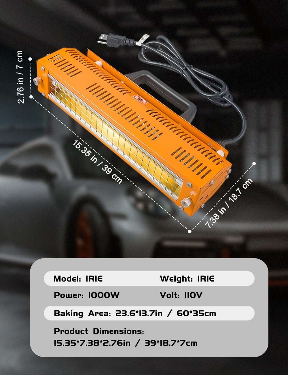 Shortwave Infrared Paint Curing Lamp 1000w 110v Handheld