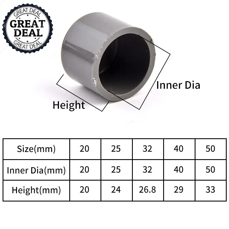Grey PVC Connector Fittings Straight Elbow Tee Pipe Clamp Water Pipe Adapter NEW