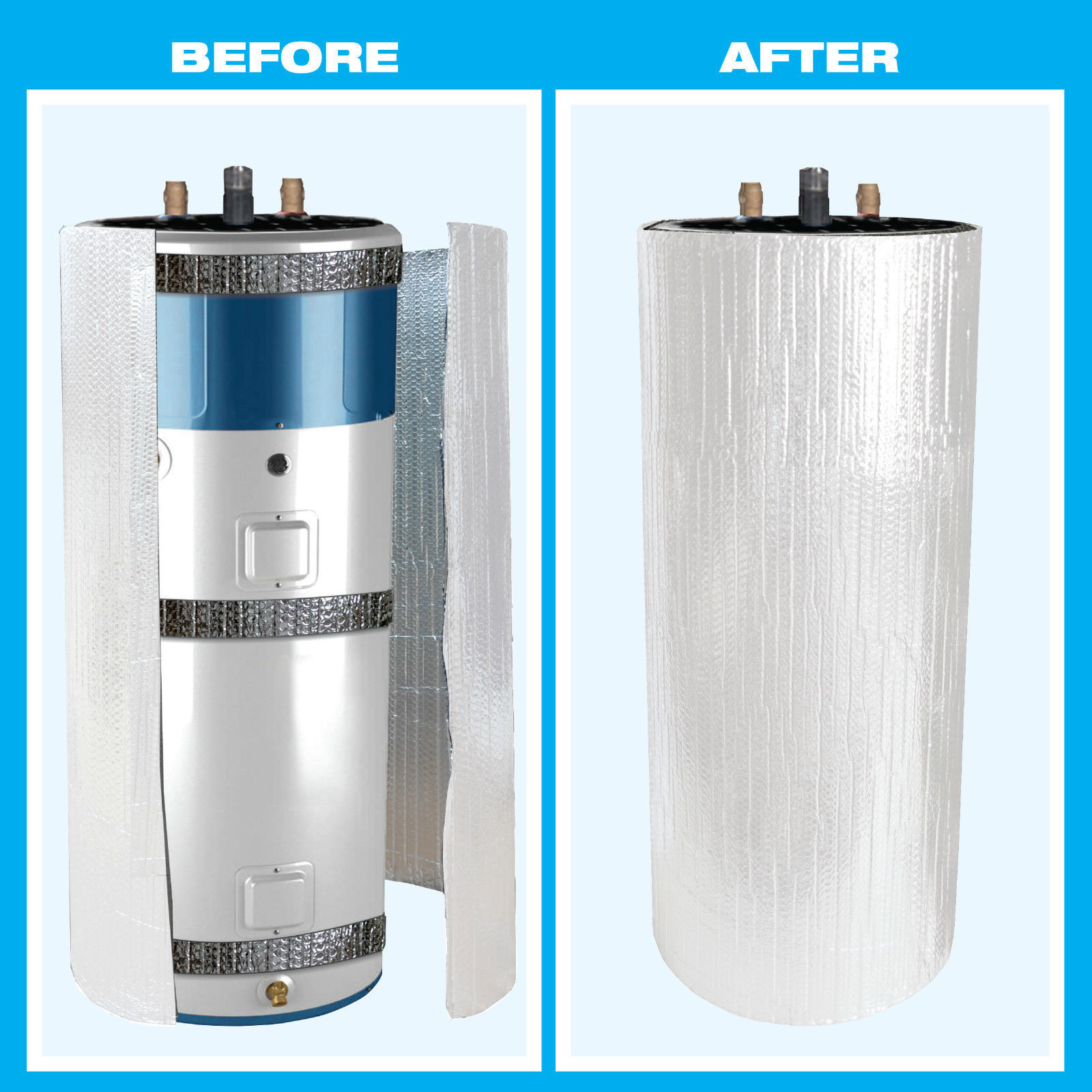 Water Heater Insulation Blanket Jacket Cover Foil / White (40-80) Gallon Tank R8
