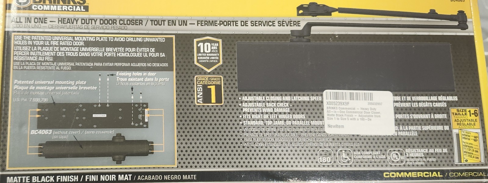 Brinks Commercial All In One Heavy Duty Door Closer Bc4063 Matte Black Finish
