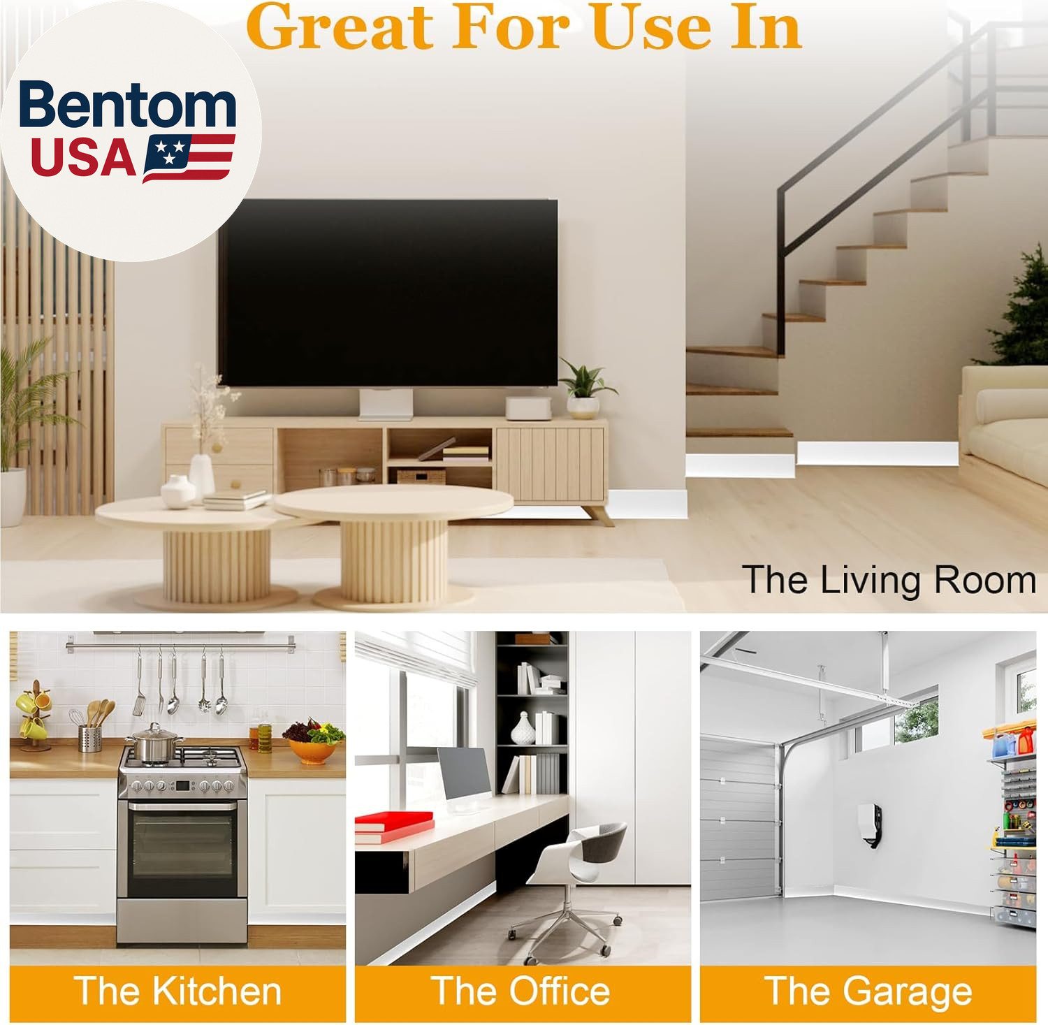 Self-Adhesive Flexible Baseboard Molding Trim – 20 Ft Vinyl Wall Base for Curved