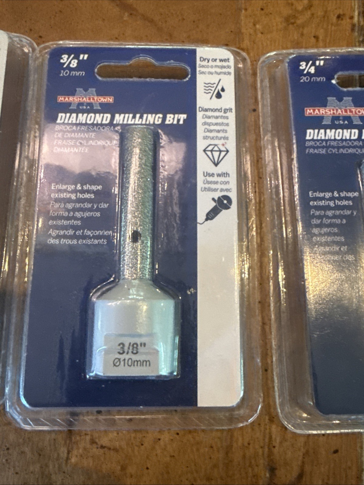 MARSHALLTOWN Made In USA 3/8 3/4 Inch Wet Or Dry Diamond Milling Bit + Cone Lot