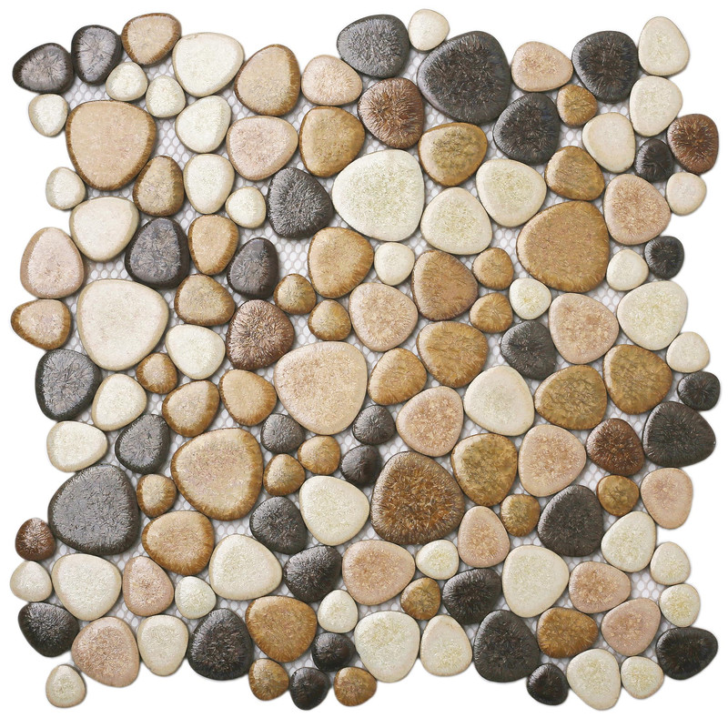 Parrotile Yellowstone Matte Pebbles Mosaic Tile For Shower Floor Bathroom Floor
