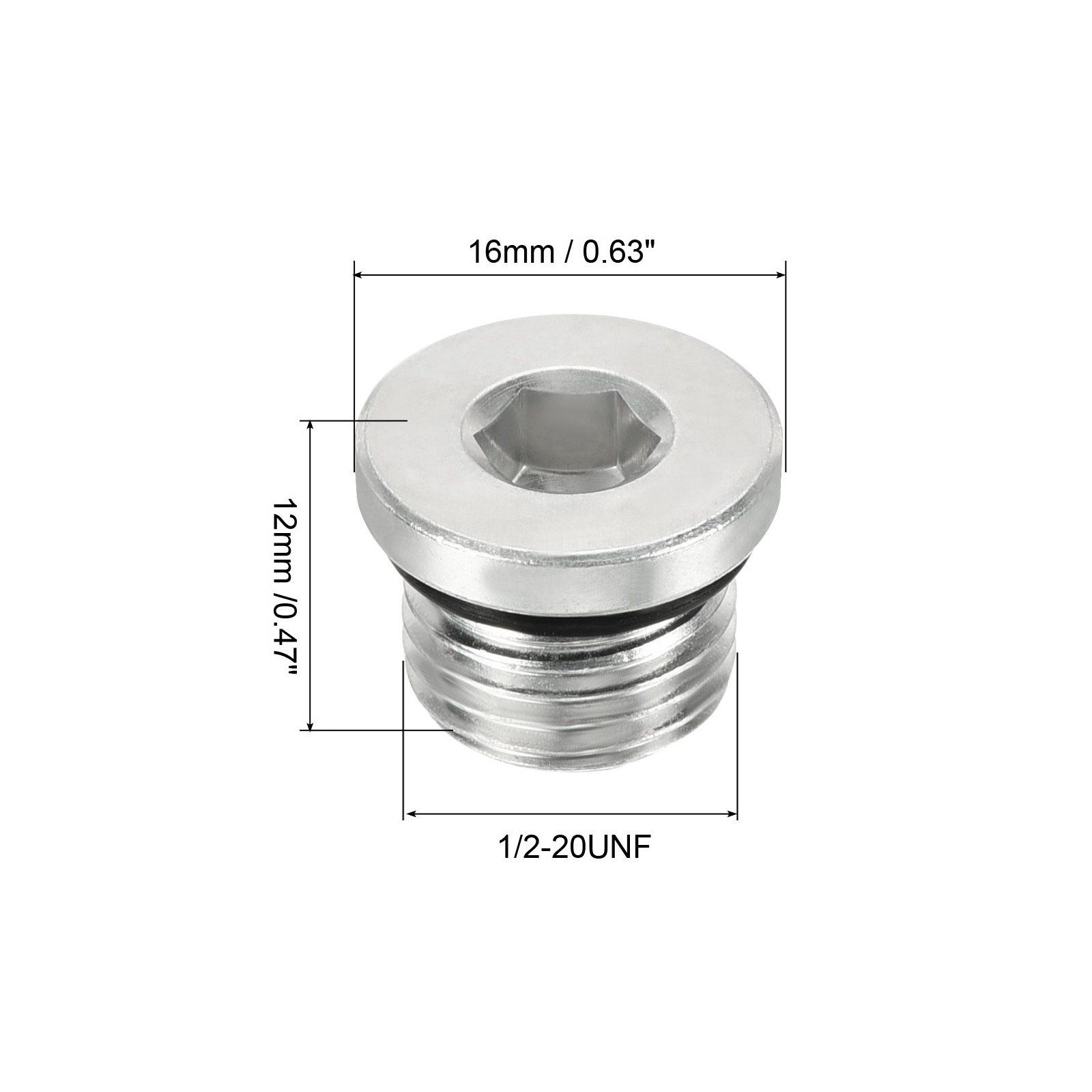 3Pack 1/2-20UNF Hex Head Pipe Fitting Plug, Male Thread 45# Steel Plug