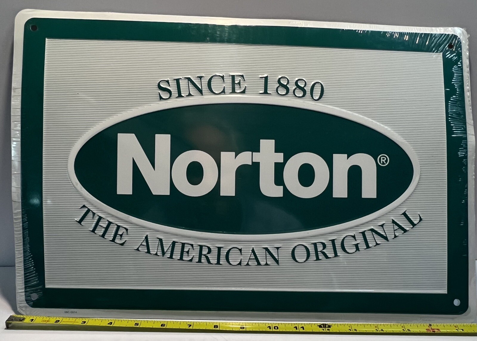 NORTON DOOR CLOSERS Tin Sign – embossed and painted – 18X12
