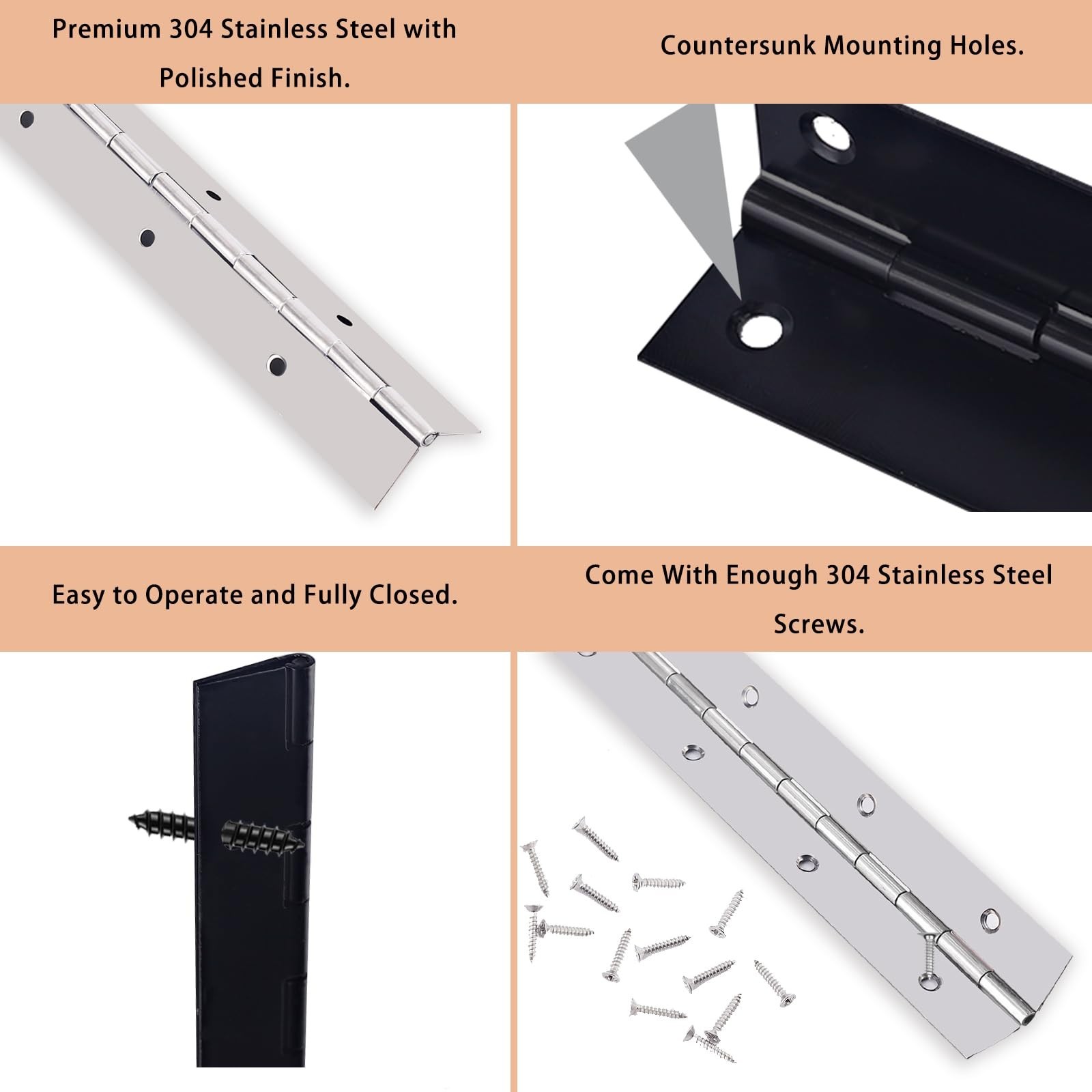 Piano Hinge 24 Inch Heavy Duty Stainless Steel Piano Hinge Continuous Hinge f…