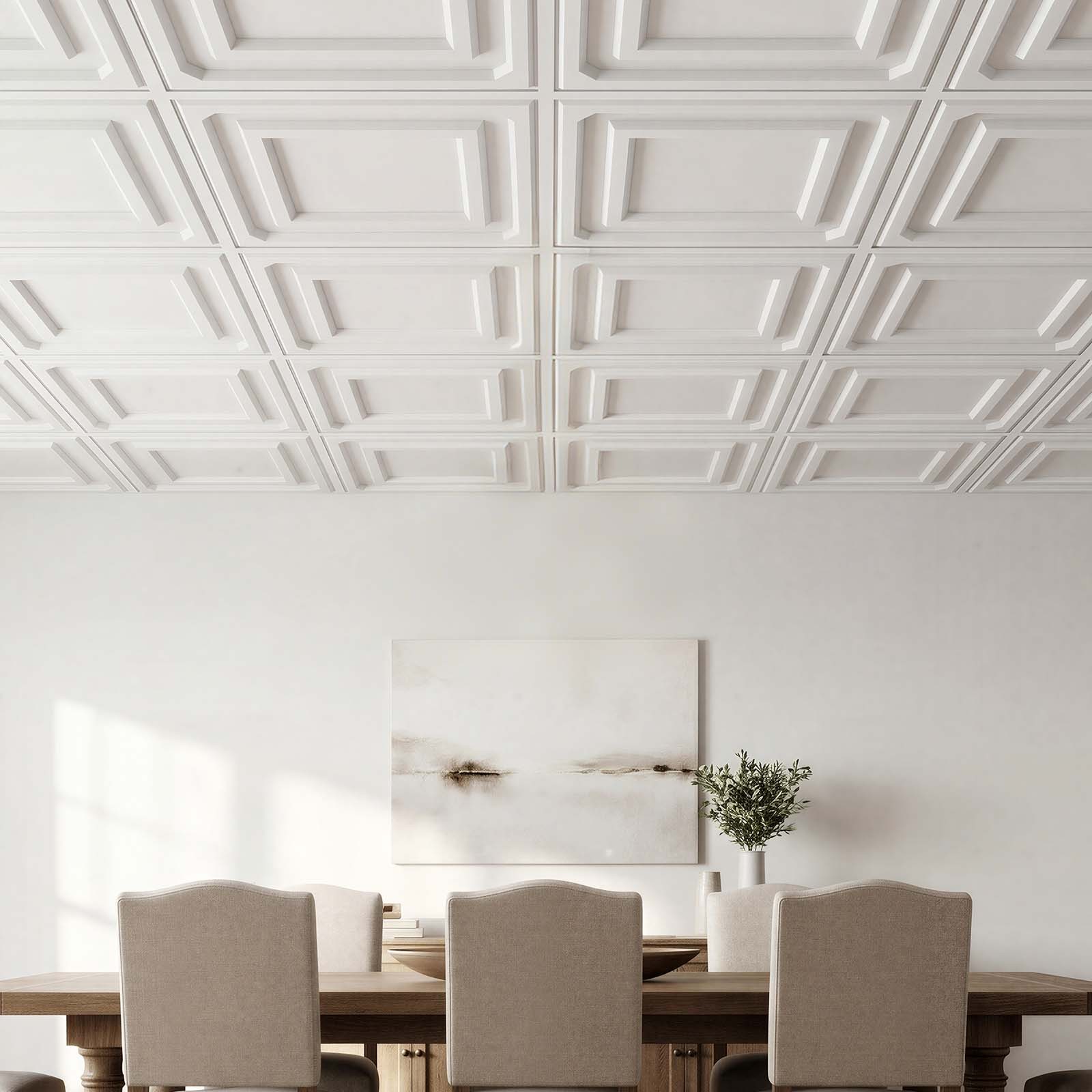 VEVOR 24 x 48 in PVC Ceiling Tiles 12-Pack White 3D Textured Accent Panels Home