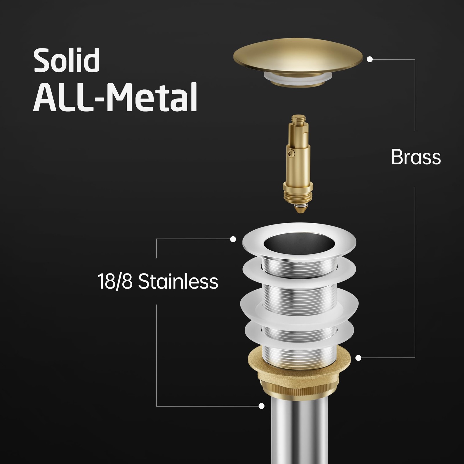 KES Bathroom Sink Drain Without Overflow Big Popup Cap, Oil Rubbed Bronze
