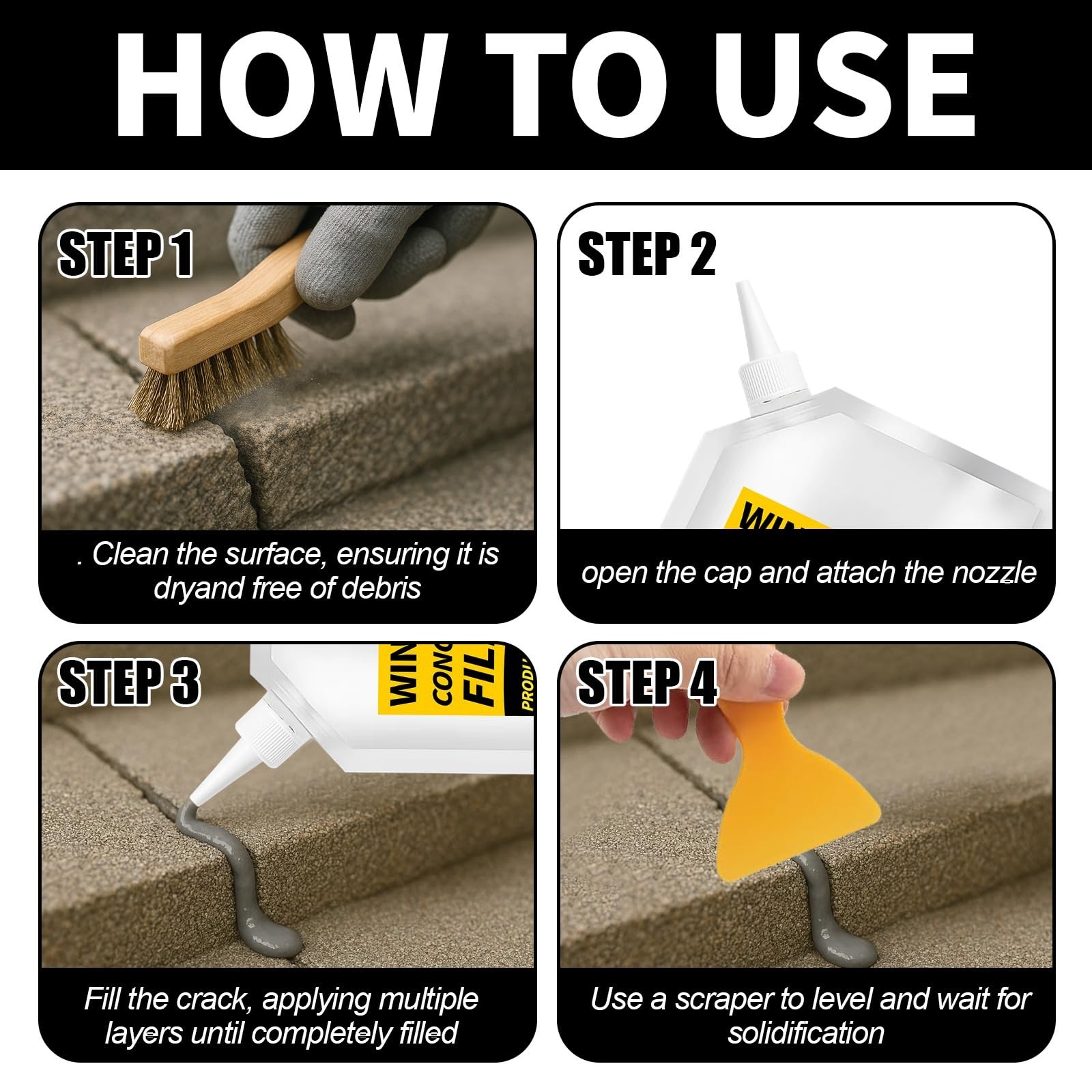 Concrete Crack Filler, 53oz High Elasticity Self Leveling Cement Crack Repair…