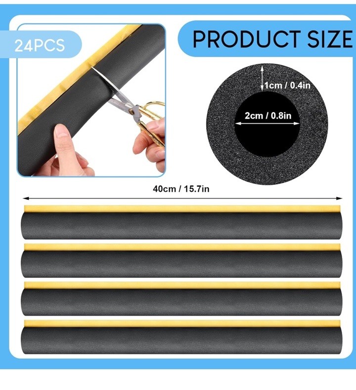 24 Pc. Foam Pipe Covers, Pipe Insulation Foam Tubes for Hot and Cold Water