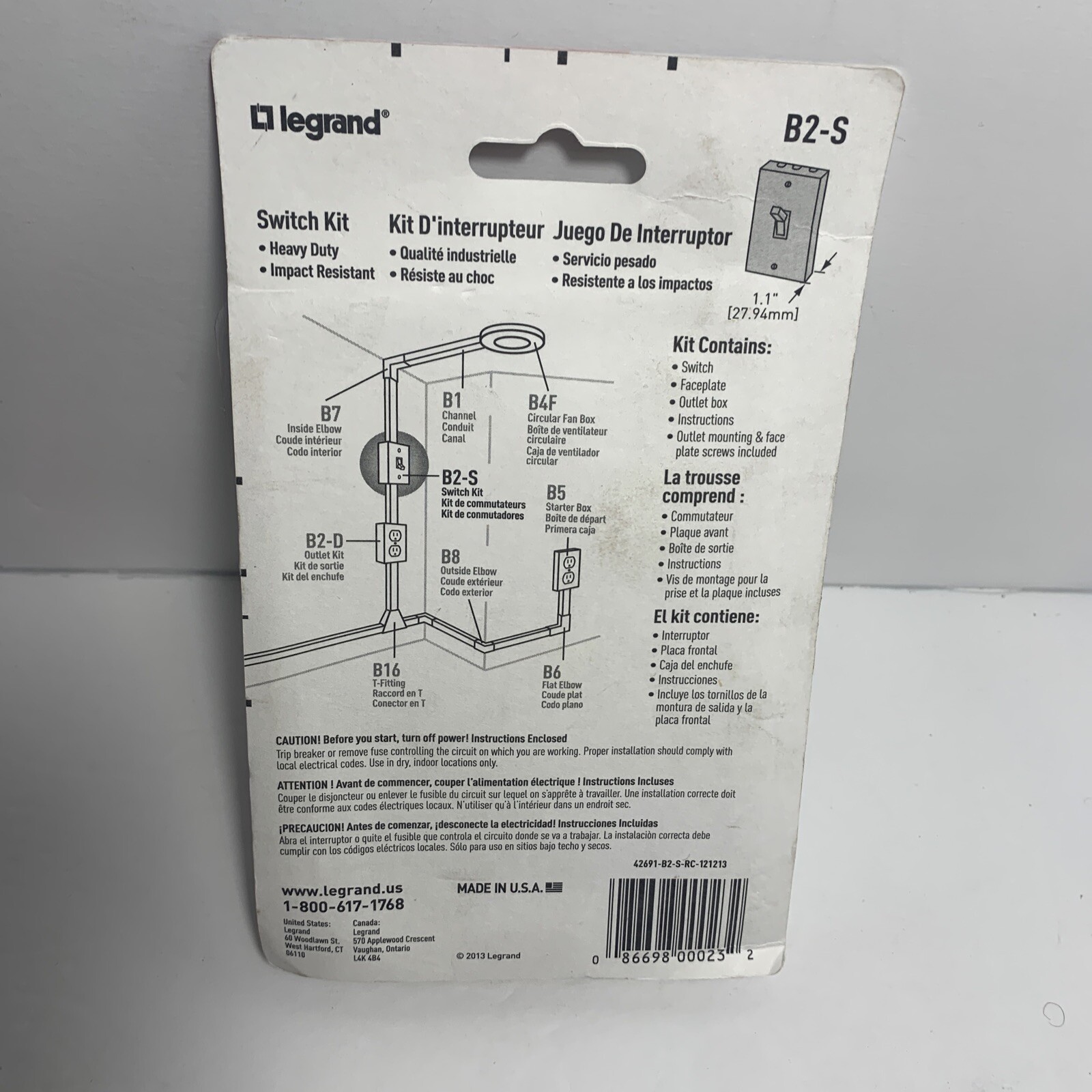 Wiremold B2-S Metallic Single Pole Switch Kit in Ivory