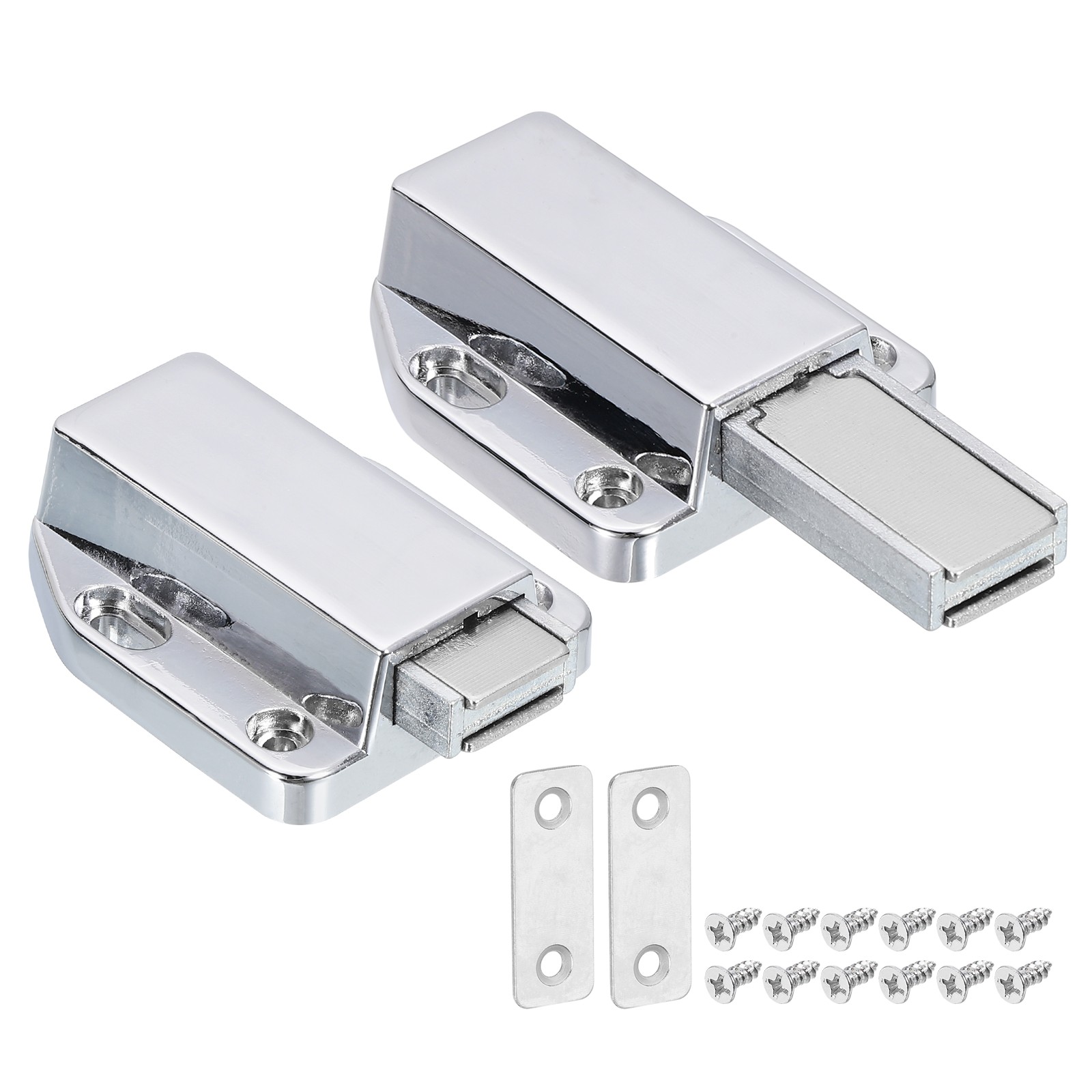 2 Pcs Magnetic Push Latch for Cabinet, 1.89×1.57 Inch Push to Open Latch Silver