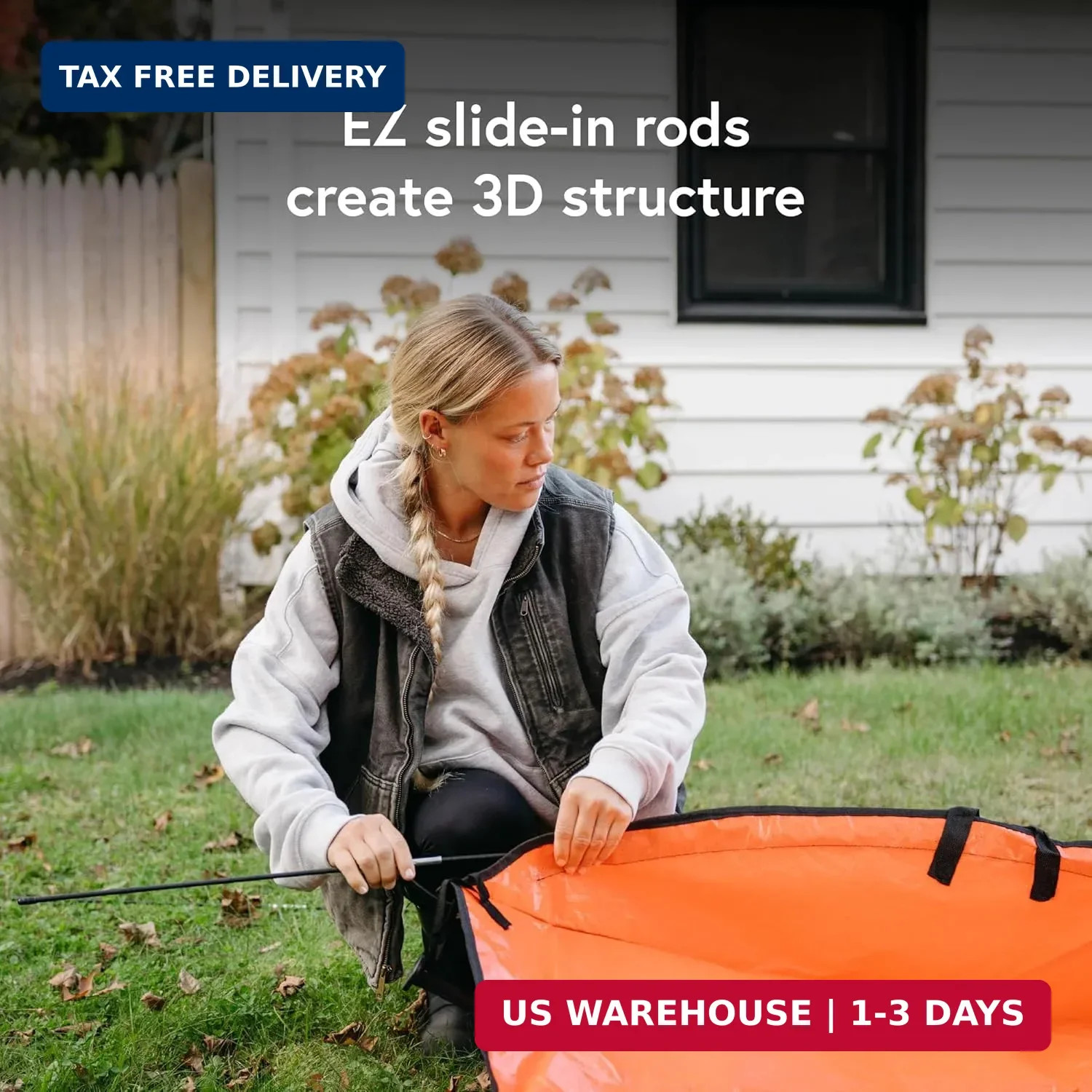 Leaf Tarp for Fast Yard Cleanup -Leaf Collection Tarp with 6 Handles & Ground St