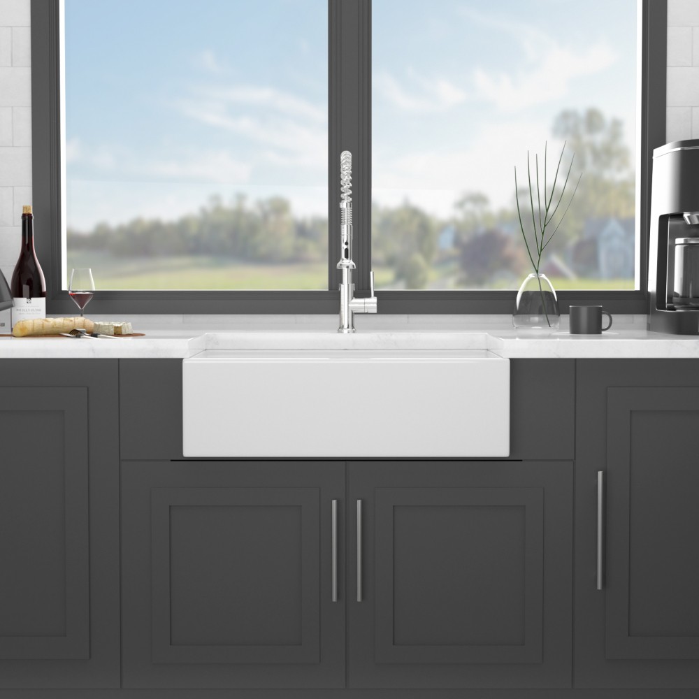30 x 20 x 10 inch White Farmhouse Sink Workstation DJYC1