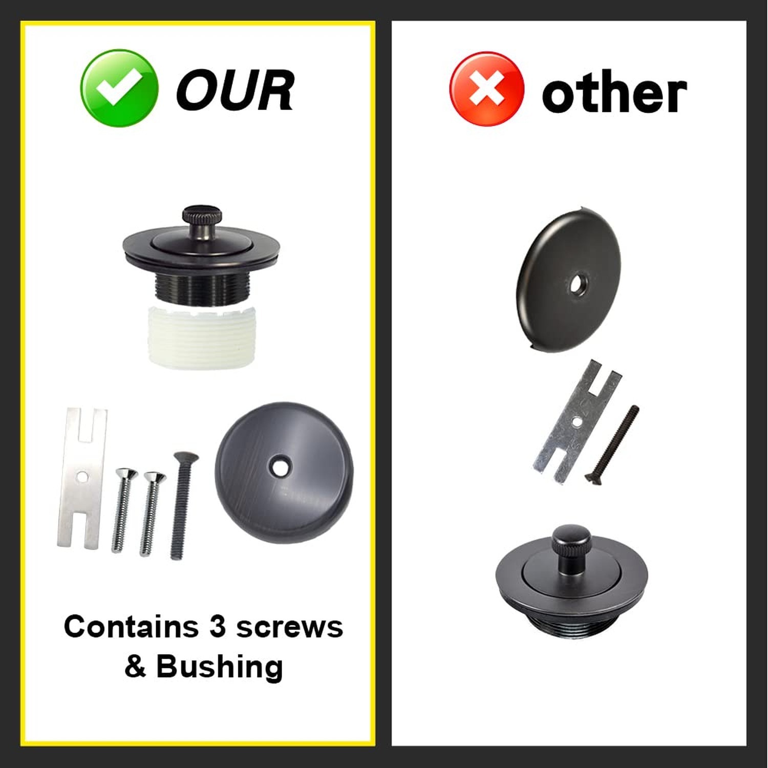 Lift and Turn Tub Drain Twist Trim Kit with Single-Hole Overflow Faceplate an…