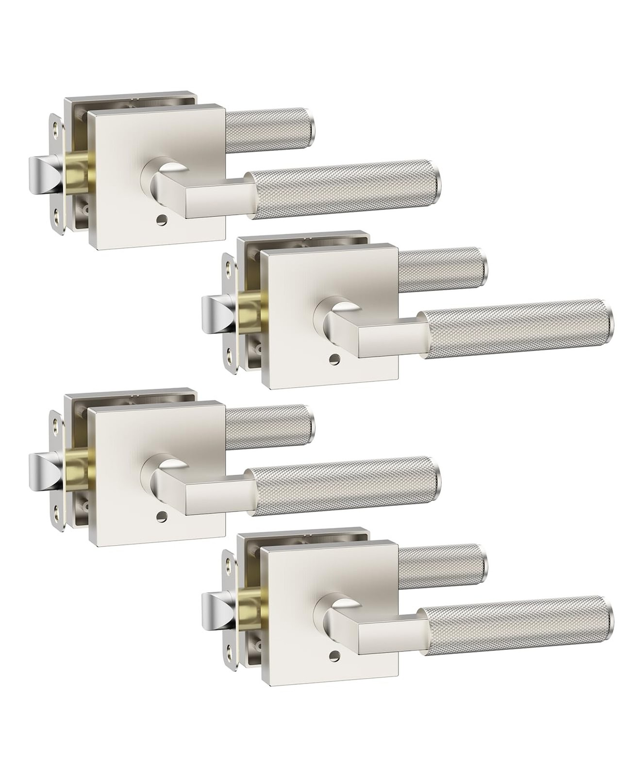 Asidrama 4 Pack Brushed Satin Nickel Privacy Door Handles, Door Lever with Do…