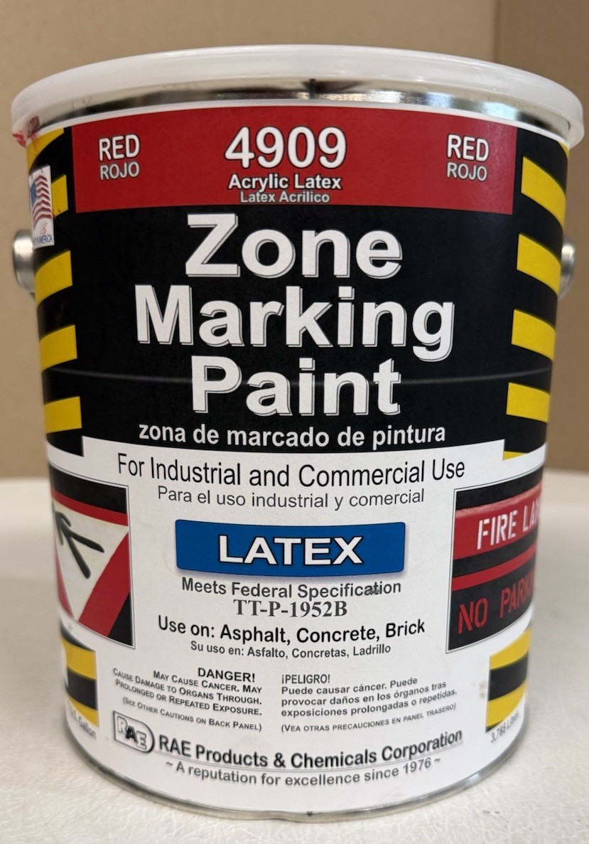 Rae 4909-01 Traffic Zone Marking Paint, 1 Gal., Red, Latex Acrylic -Based