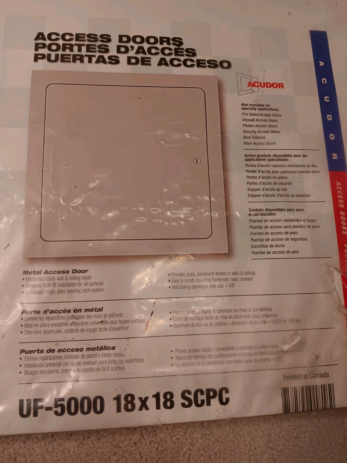 ACUDOR UF-5000 18X18 SCPC Access Door White
