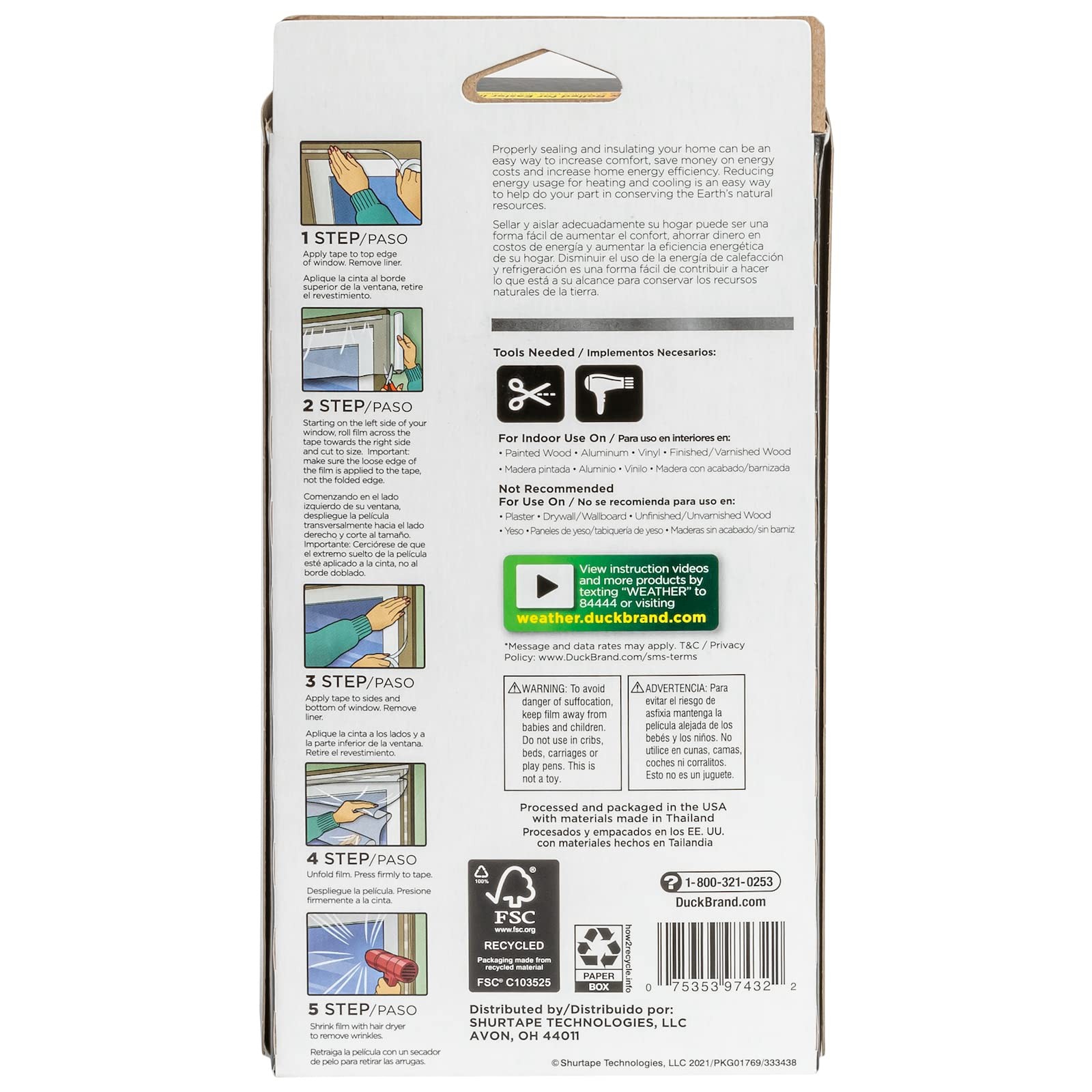 Duck MAX Strength Window Insulation Kit, Standard – 5 Pack, Clear