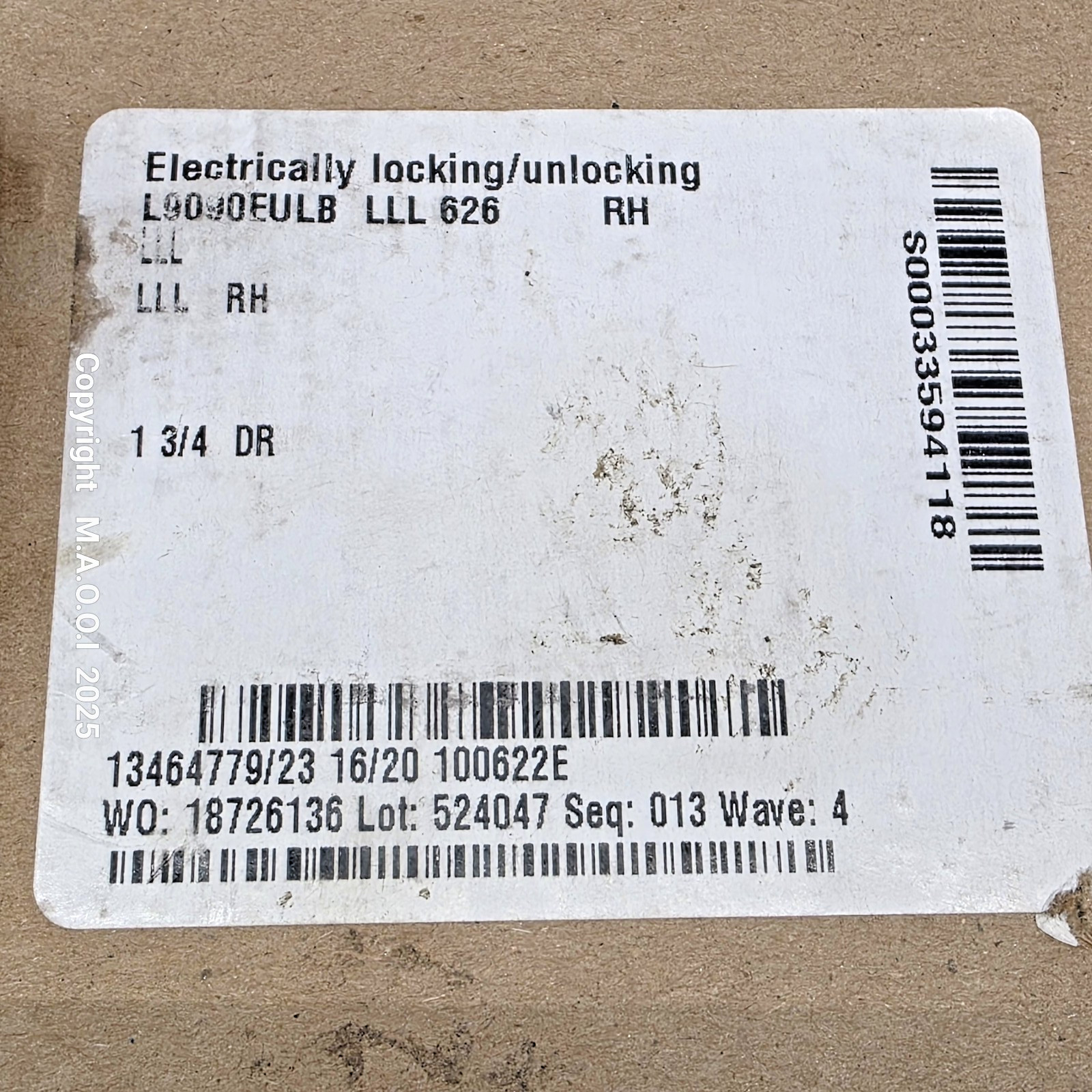 Schlage L9090EULB 24VDC Electrified Mortise Lock Body RH 1-3/4″ DR W/ RTX