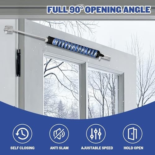 SOPHIA Screen Door Closer, Storm Door Closer Heavy Duty with Hold Open, Pneumati