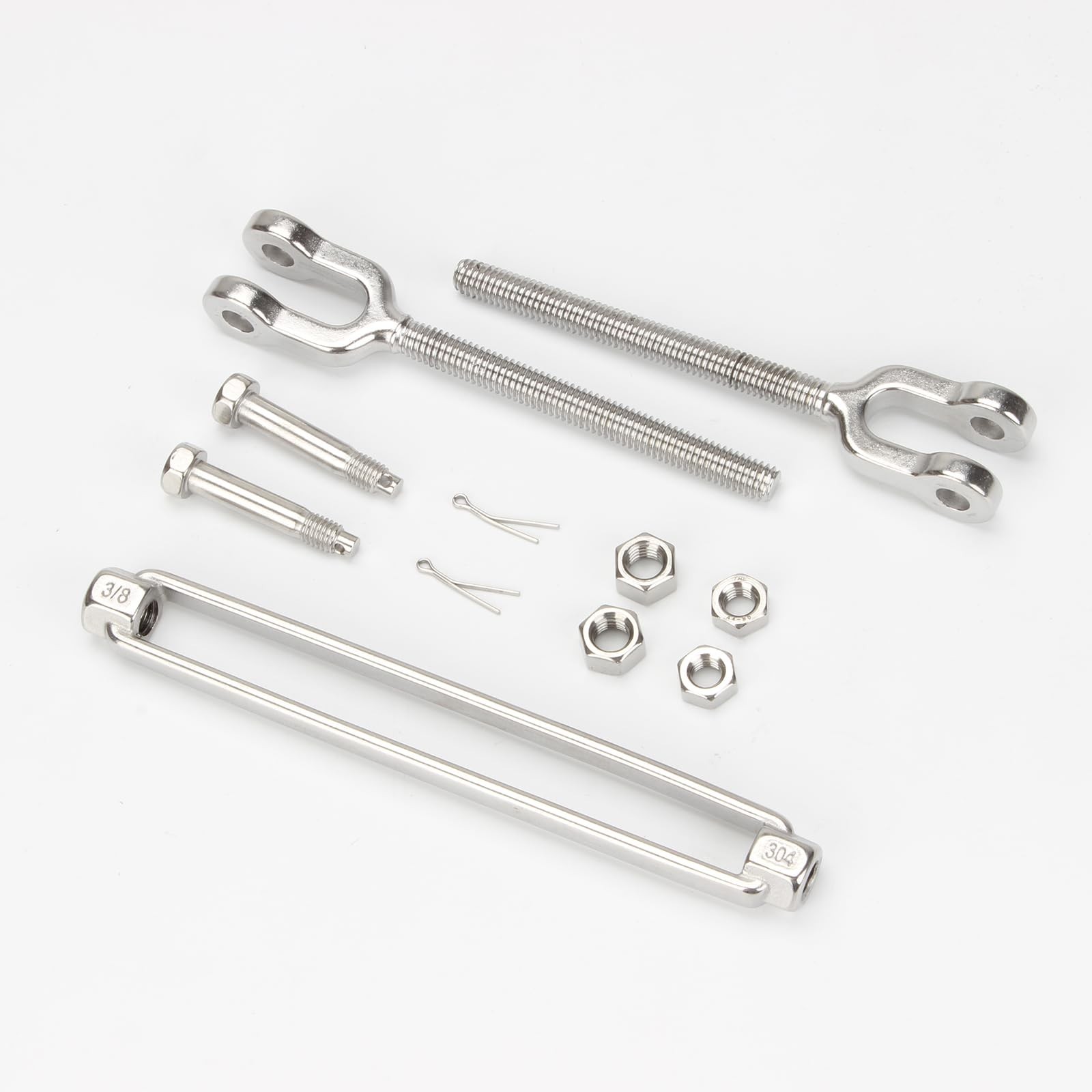 2 Pack Turnbuckle 5/16 M8 304 Stainless Steel Jaw and Jaw Turnbuckle, 2100 lb…