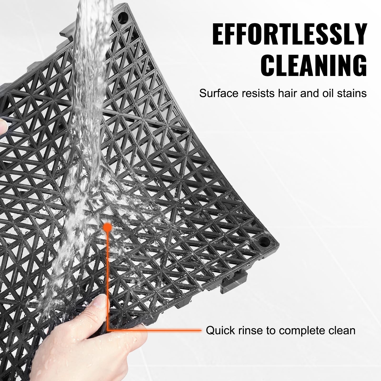 VEVOR Interlocking Tile 55PCS Black, Drainage 12″L x 12″W x 0.6″Th, Black