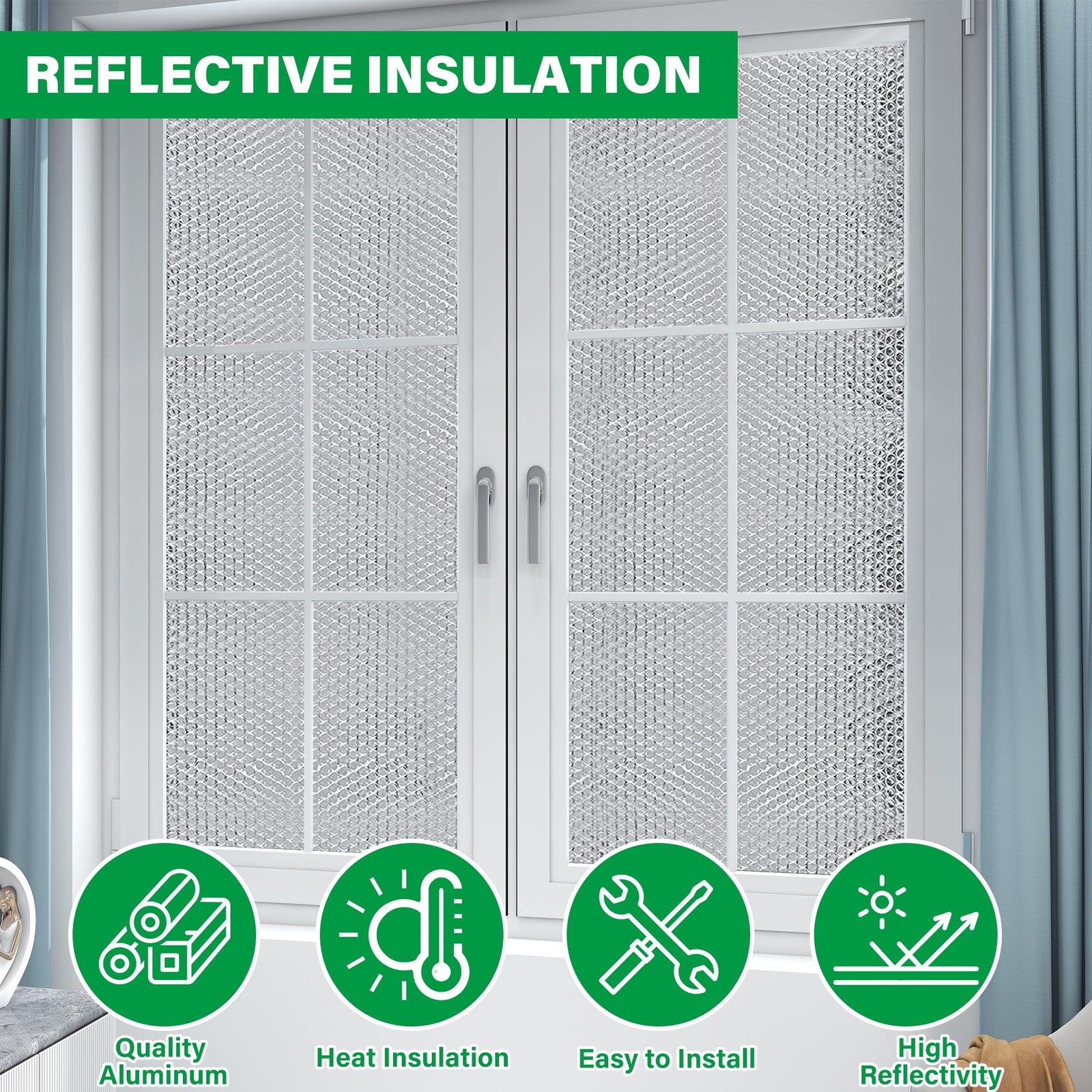 Window Insulation Roll 48IN X 10FT Reflective Aluminum Foil – Blocks Heat