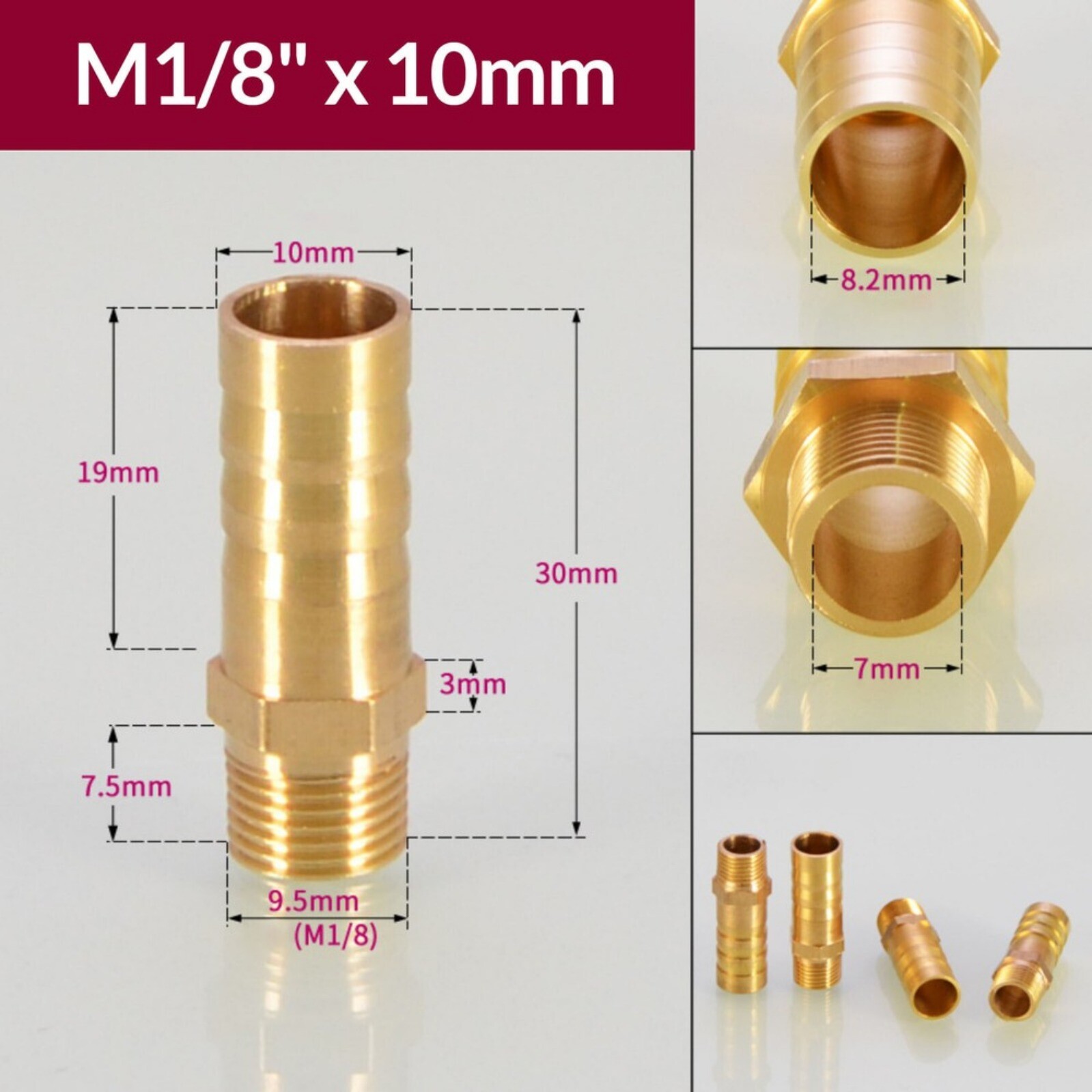 1/8″ to 2″ BSP Brass Female / Male Thread Fitting Barb Hose Tail End Connector