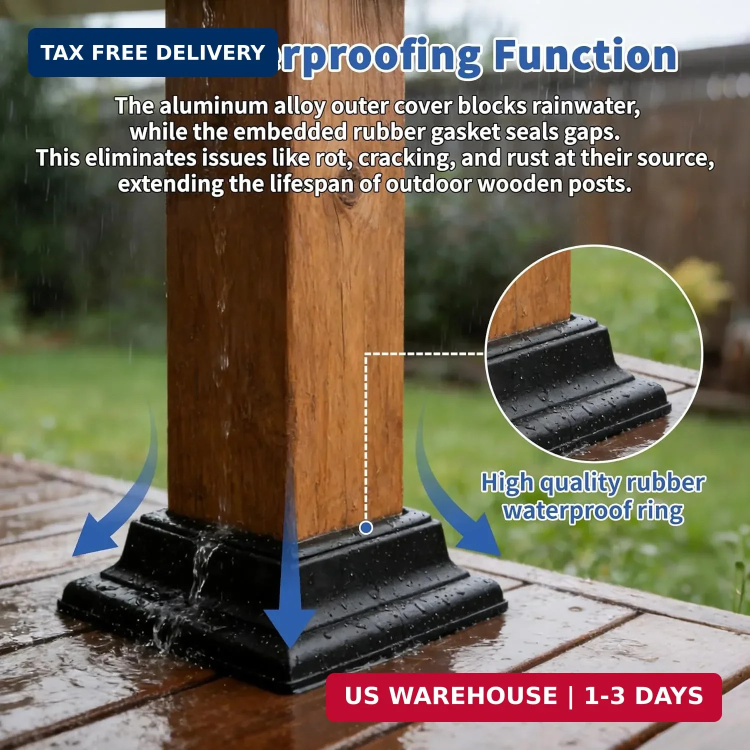 4-Pack 4×4 Post Skirt Aluminum Split Deck Post Base Cover (Black) | With 3.5″x3.