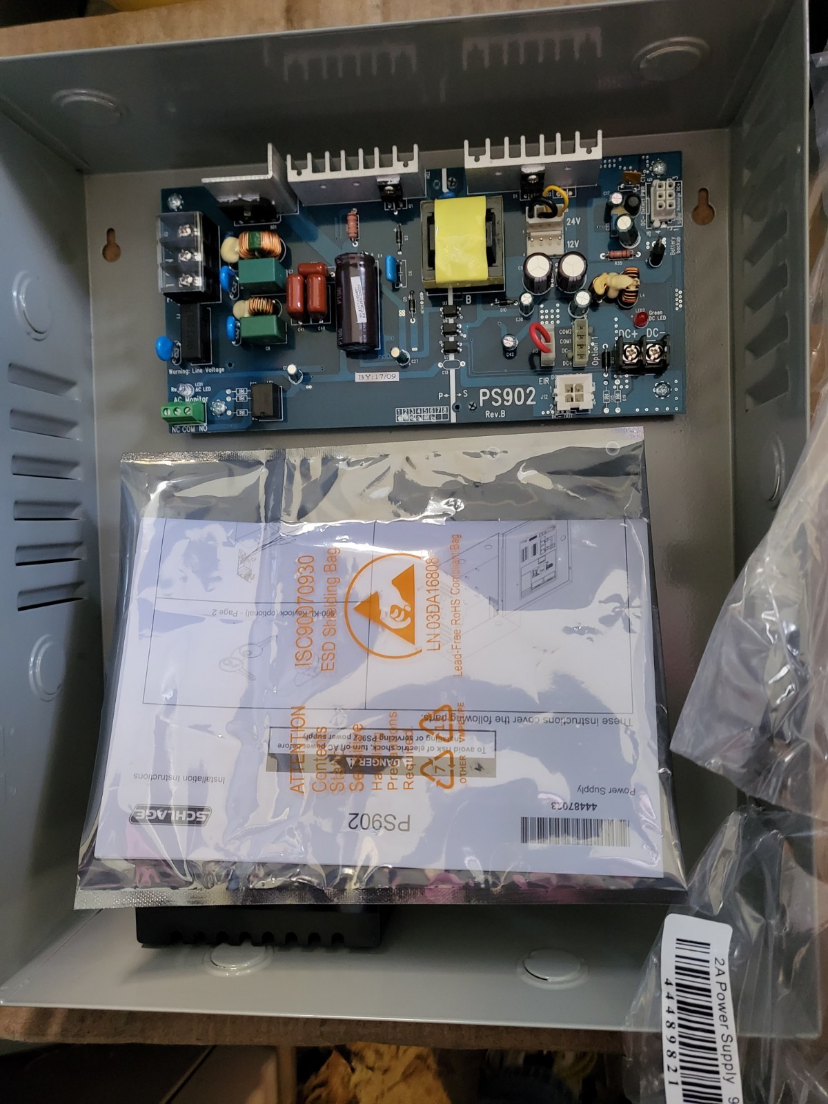 SCHLAGE Allegion PS902 12VDC &24VDC Field Switchable Power Supply & Enclosure P4