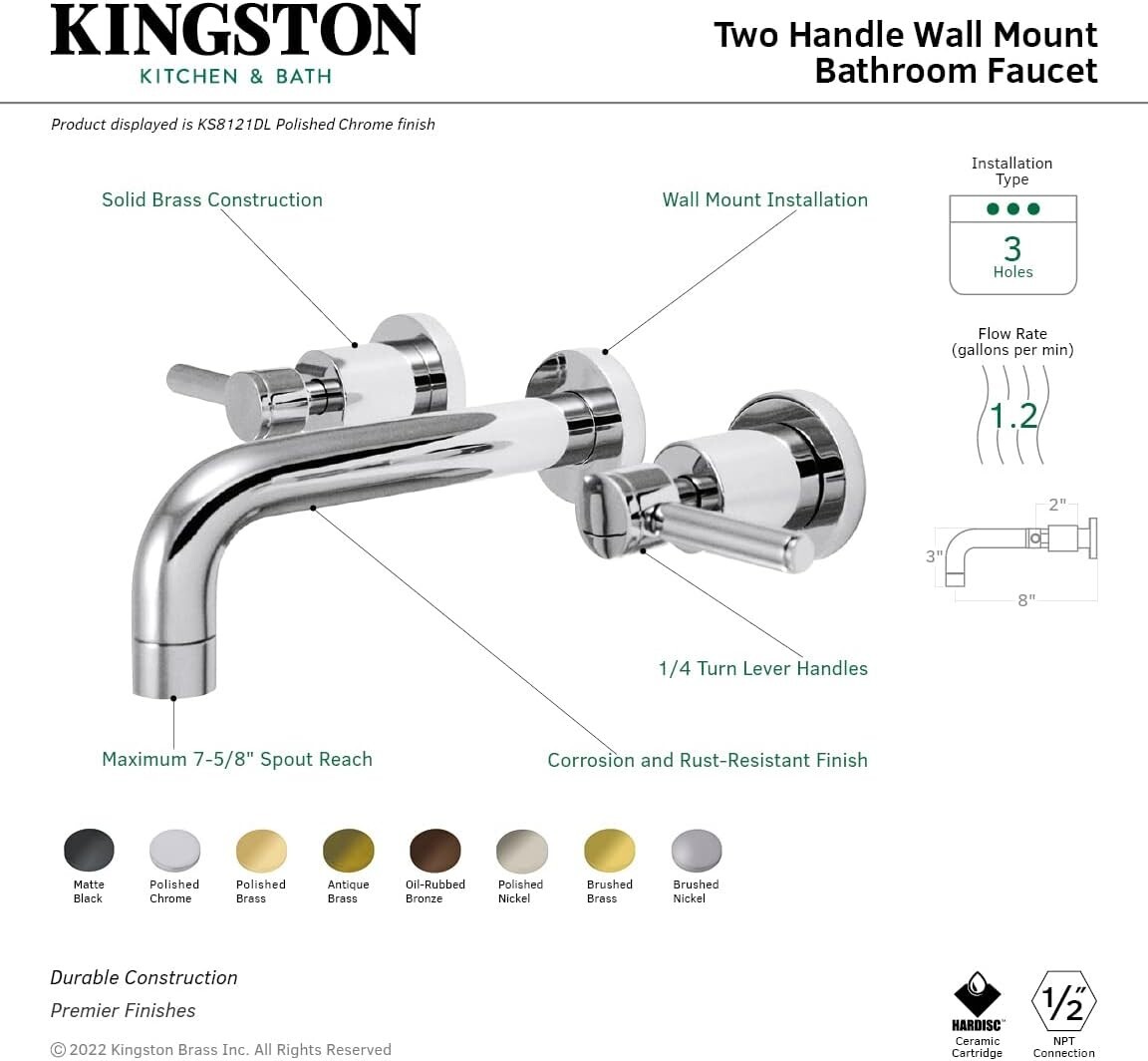 Kingston Brass KS8120DL Concord Bathroom Faucet, Matte Black – FREE SHIPPING