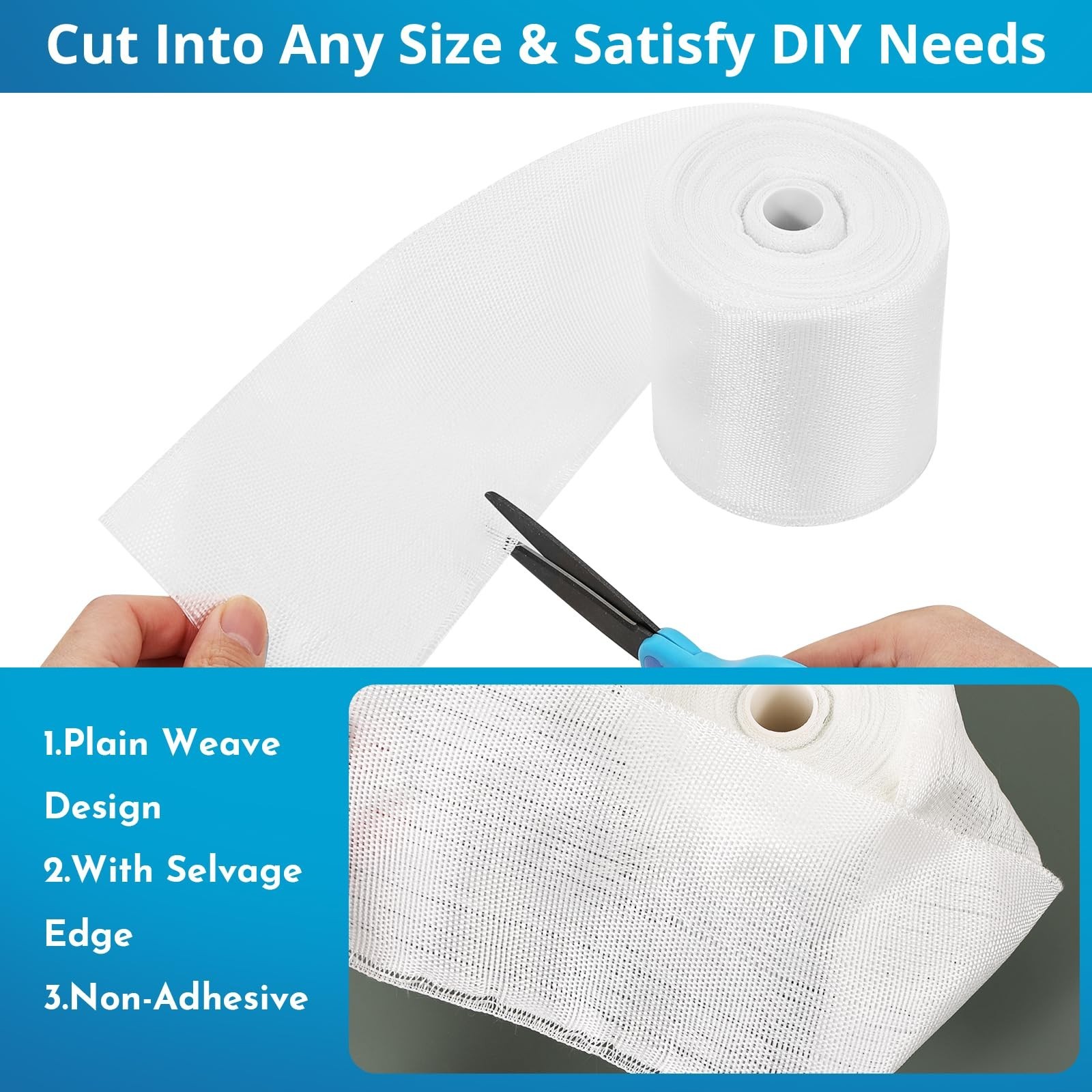 Fiberglass Cloth Tape Non Adhesive 4in x 98ft, 33 Yards Woven Fiberglass Repa…