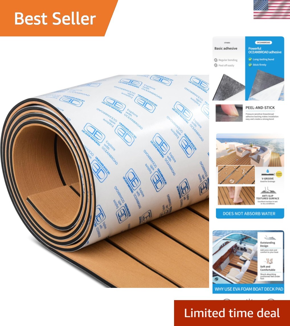 Boat Flooring EVA Foam Self-Adhesive 96”x45.6”/36”/28.8”/16.8” Faux Teak…