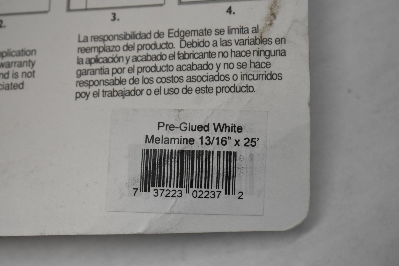 Edgemate Pre-Glued White Melamine Edging 13/16″ X 25 Ft Trim Made USA New