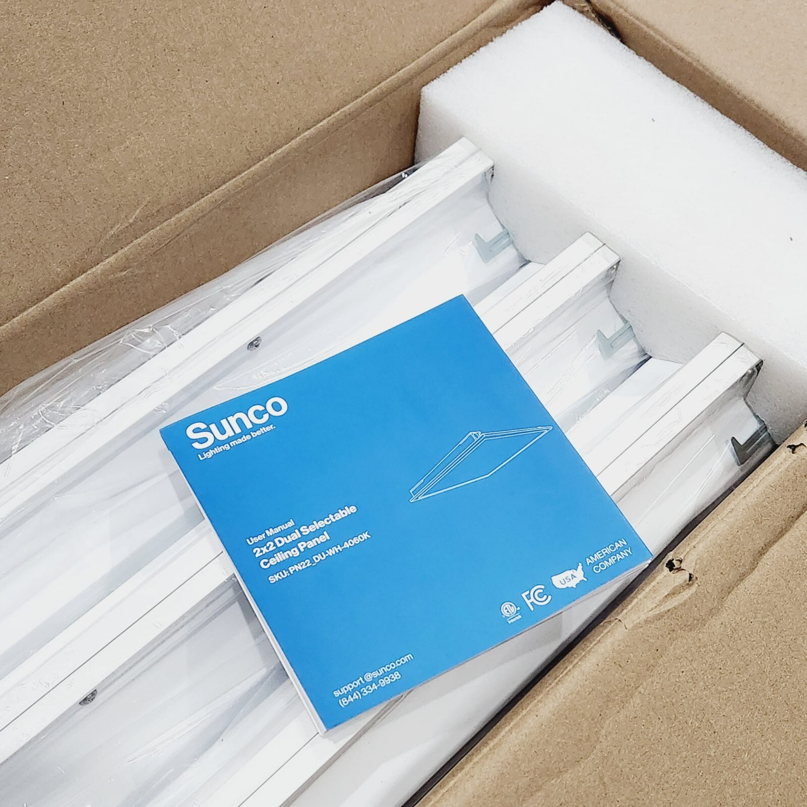 3-Pack Sunco 2×2 LED Drop Ceiling Light Panels – 40W 4000K 0-10V Dimmable