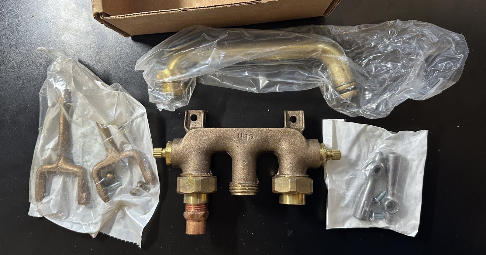 Central Brass 0468 Brass Two Handle Laundry Faucet With Extended Straddle Legs