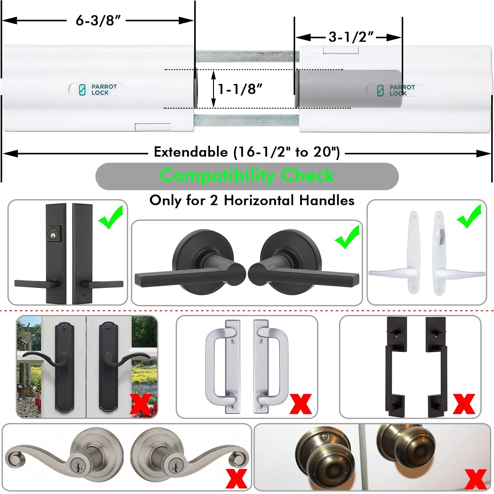 French Patio Door Security Lock for Straight Double Hinged Swing Door Levers,…
