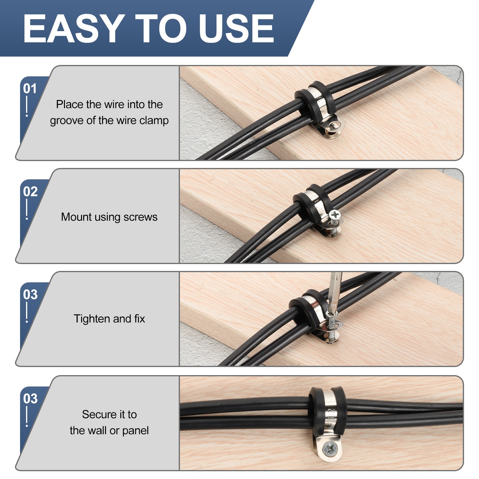 50Pcs 3/4″ Cable Clamps Stainless Steel Conduit Clamp Cable Rigid Pipe Strap