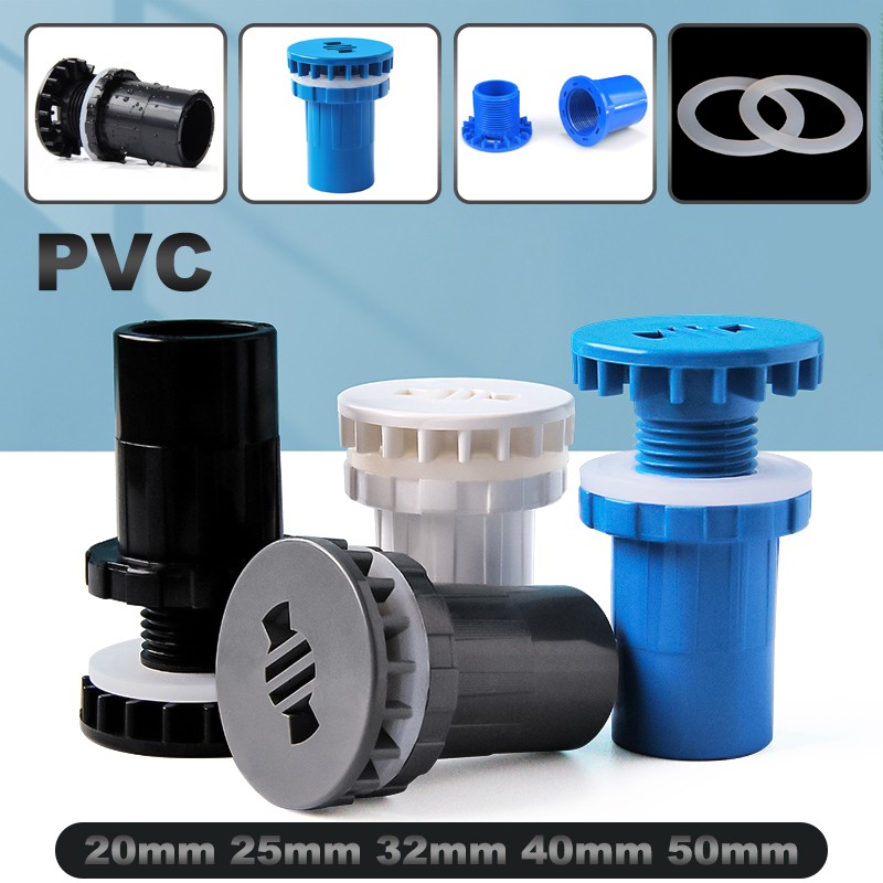 PVC Tank Connector Bulkhead Drainage Pipe Fitting Aquarium Fish Pond 20mm – 50mm