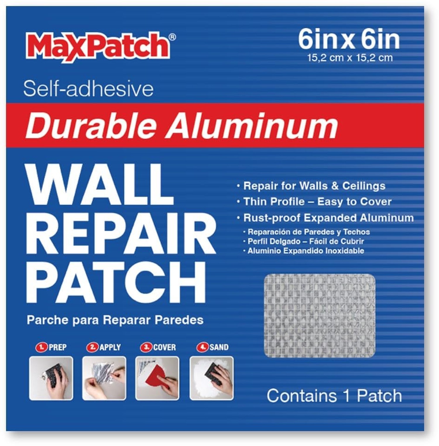 MaxPatch® 6 in. x 6 in. Aluminum Self-Adhesive Wall Repair Patch (3-Pack) &
