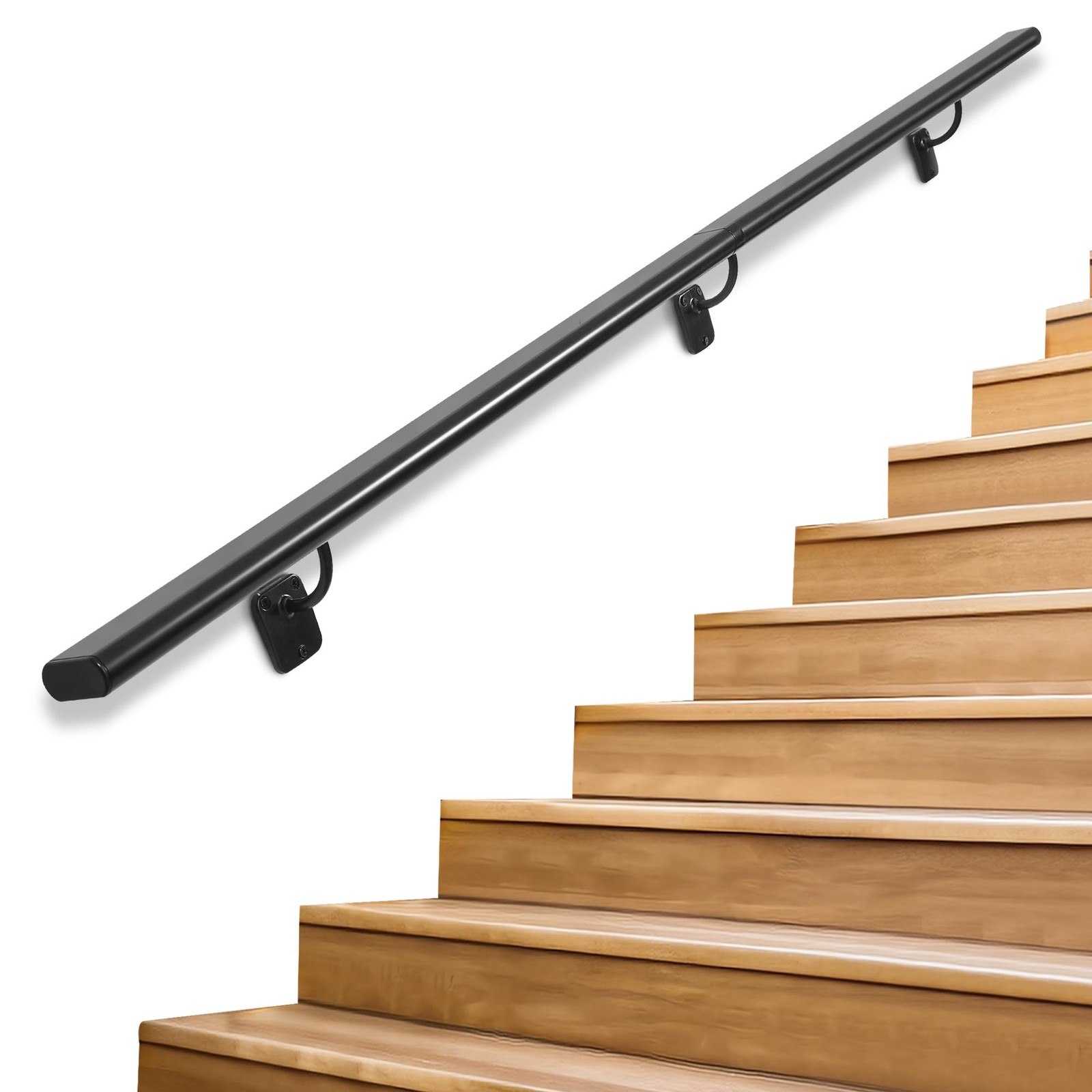 SDNBHT Industrial Stair Handrail Wall-Mounted Hand Rails for 5 ft, Black