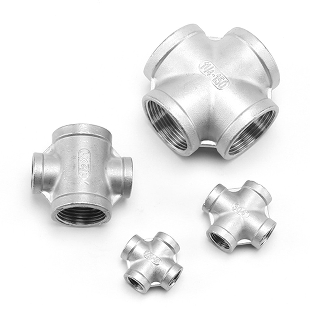 304 Stainless Steel Cross Female Thread Fittings Pipe Fitting 4 Way Connector
