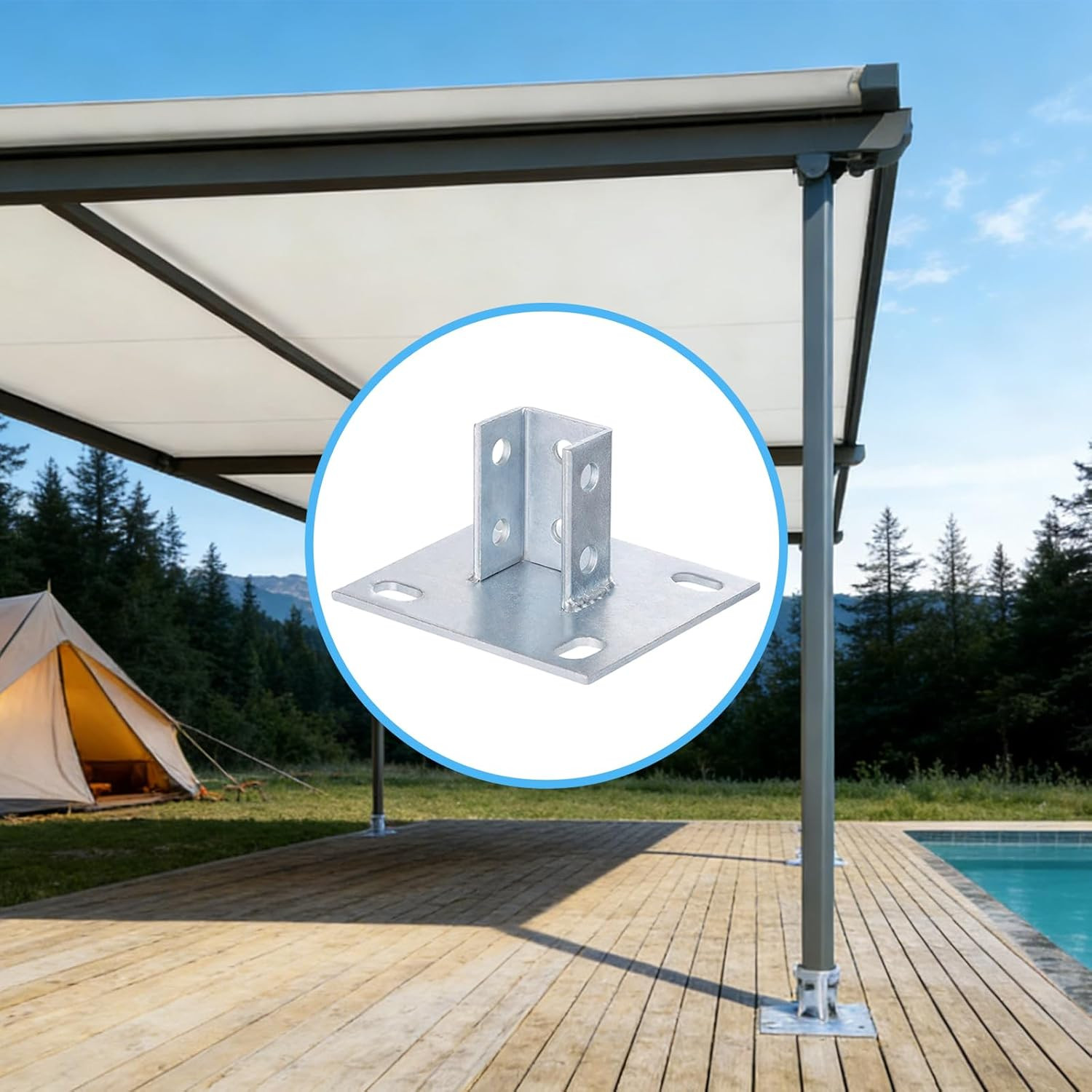 4 PCS Strut Post Bases for 1-5/8 in Square Single Channel, U-Shape Floor Mount P