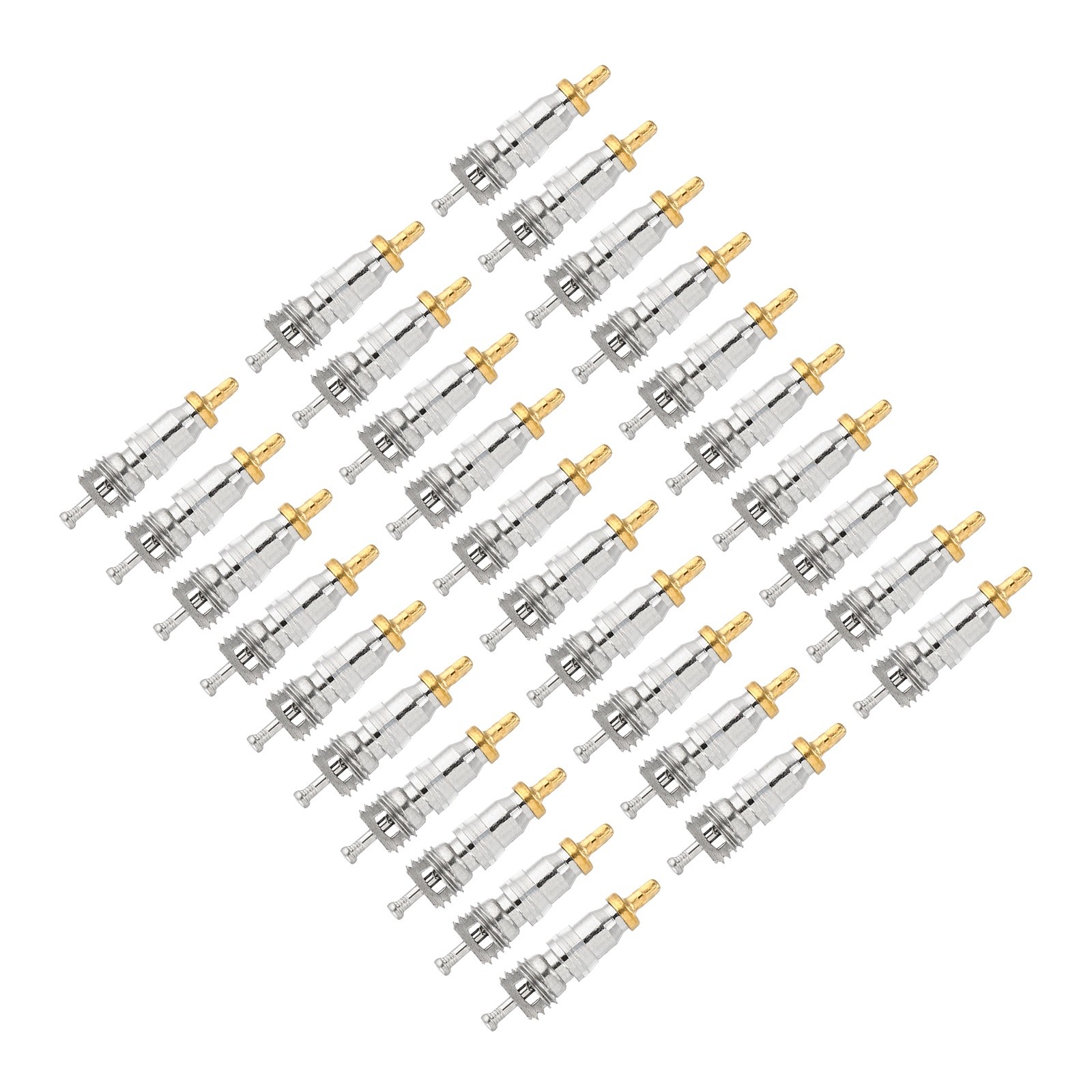 50 PACK Air Conditioning Valve Core with Seal 19 x 5mm Brass Tone