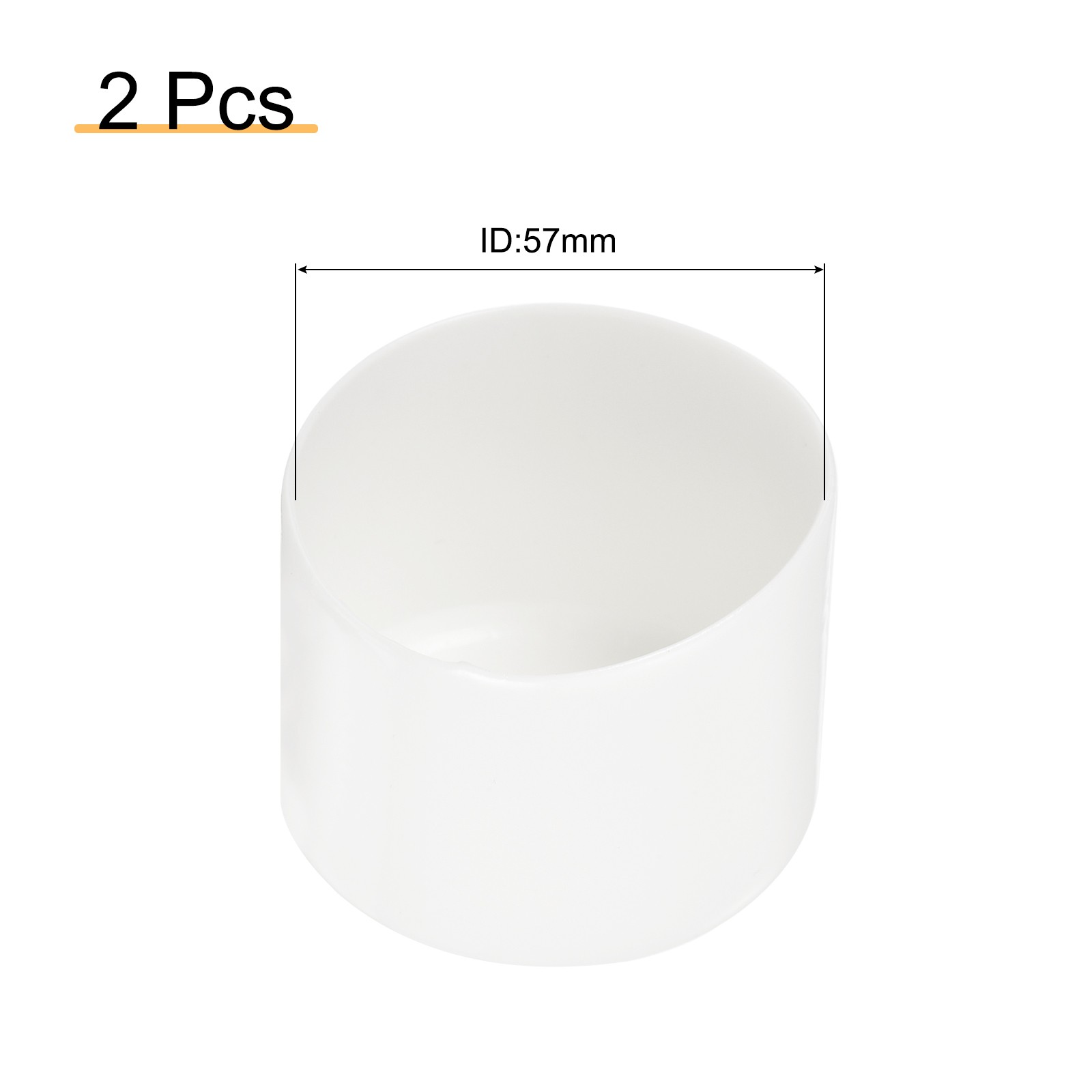 2Pcs White 57mm Rubber End Caps Round Vinyl Plug Insert Rubber Flexible